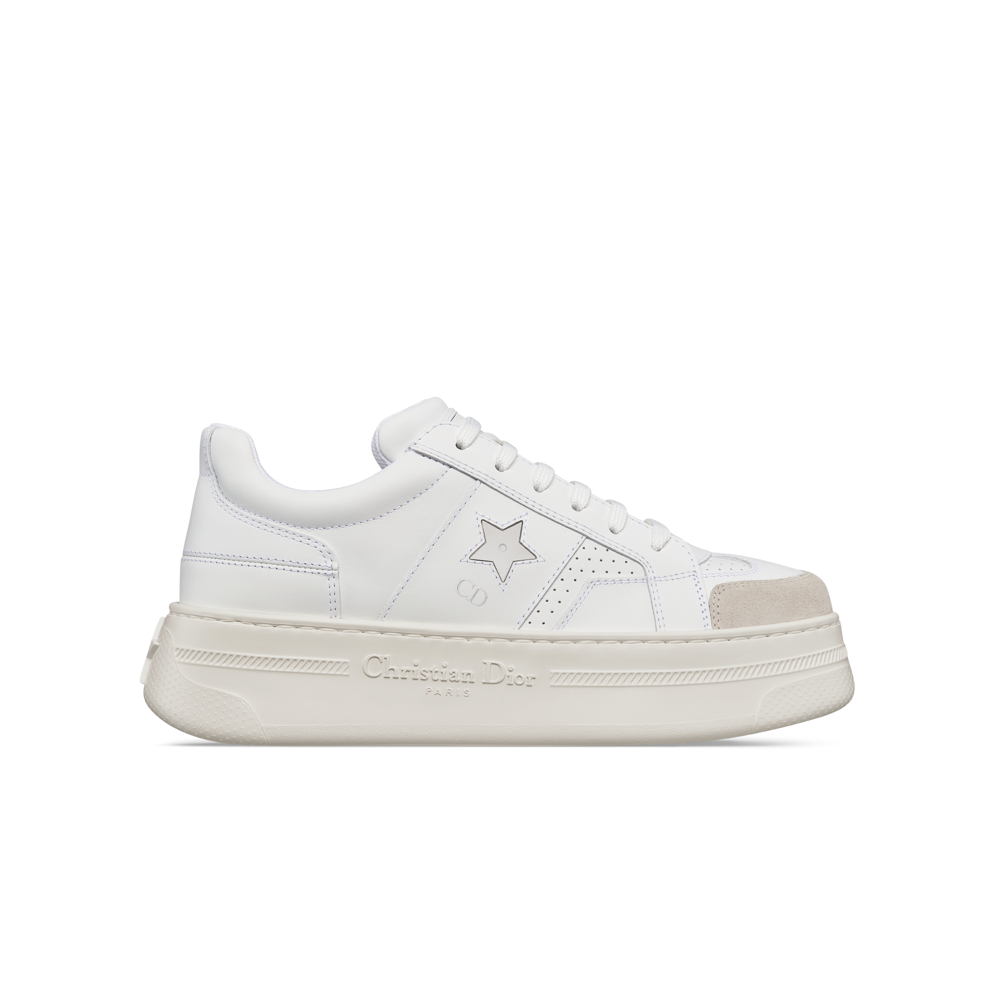 Dior Star 厚底运动鞋 白色牛皮革和绒面牛皮革 E02