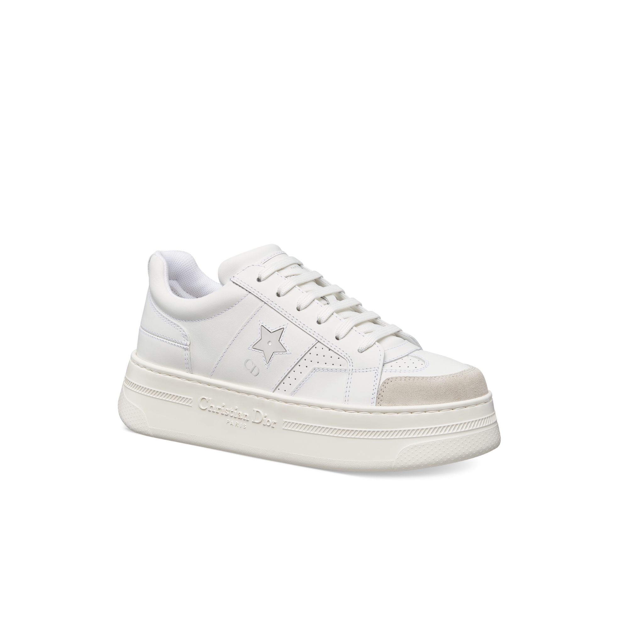 Dior Star 厚底运动鞋 白色牛皮革和绒面牛皮革 E03