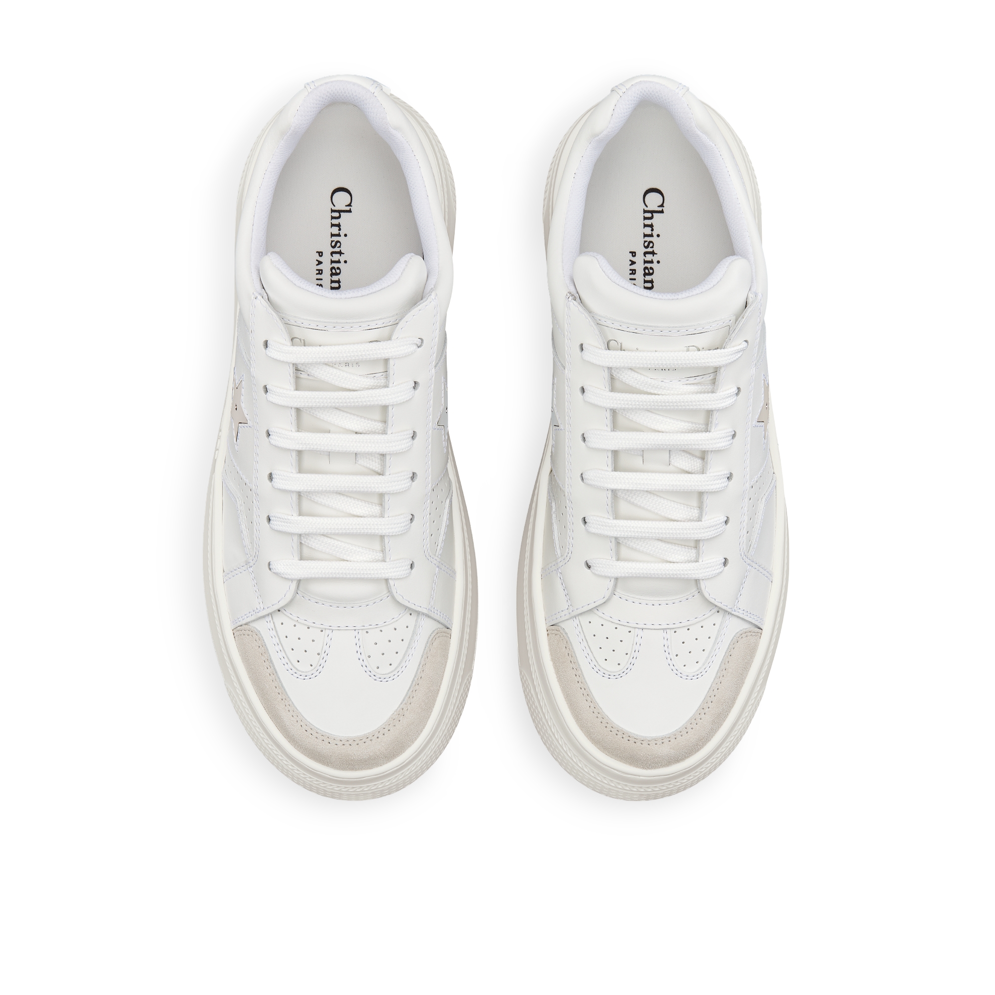 Dior Star 厚底运动鞋 白色牛皮革和绒面牛皮革 E06