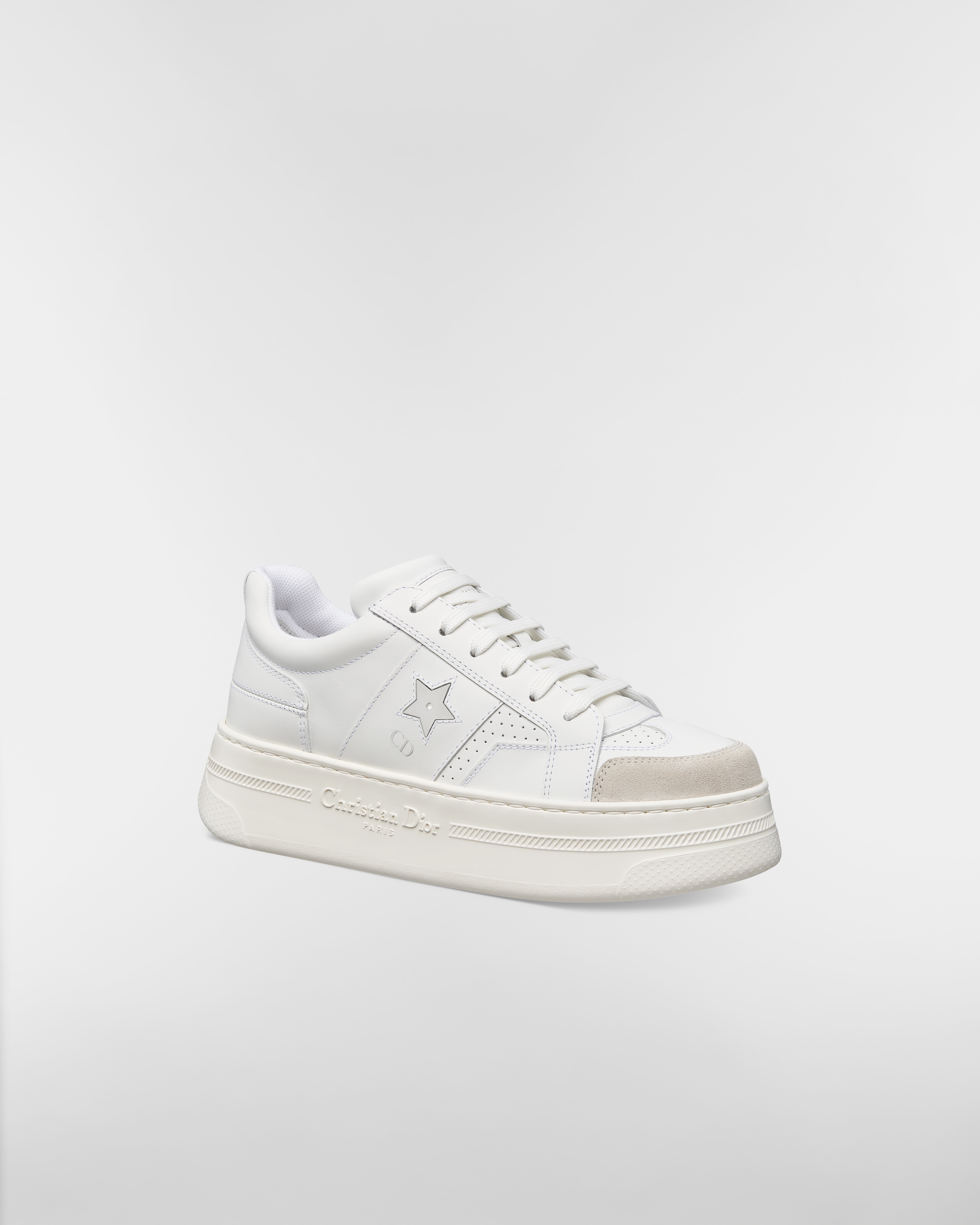 Dior Star 厚底运动鞋 白色牛皮革和绒面牛皮革 E03