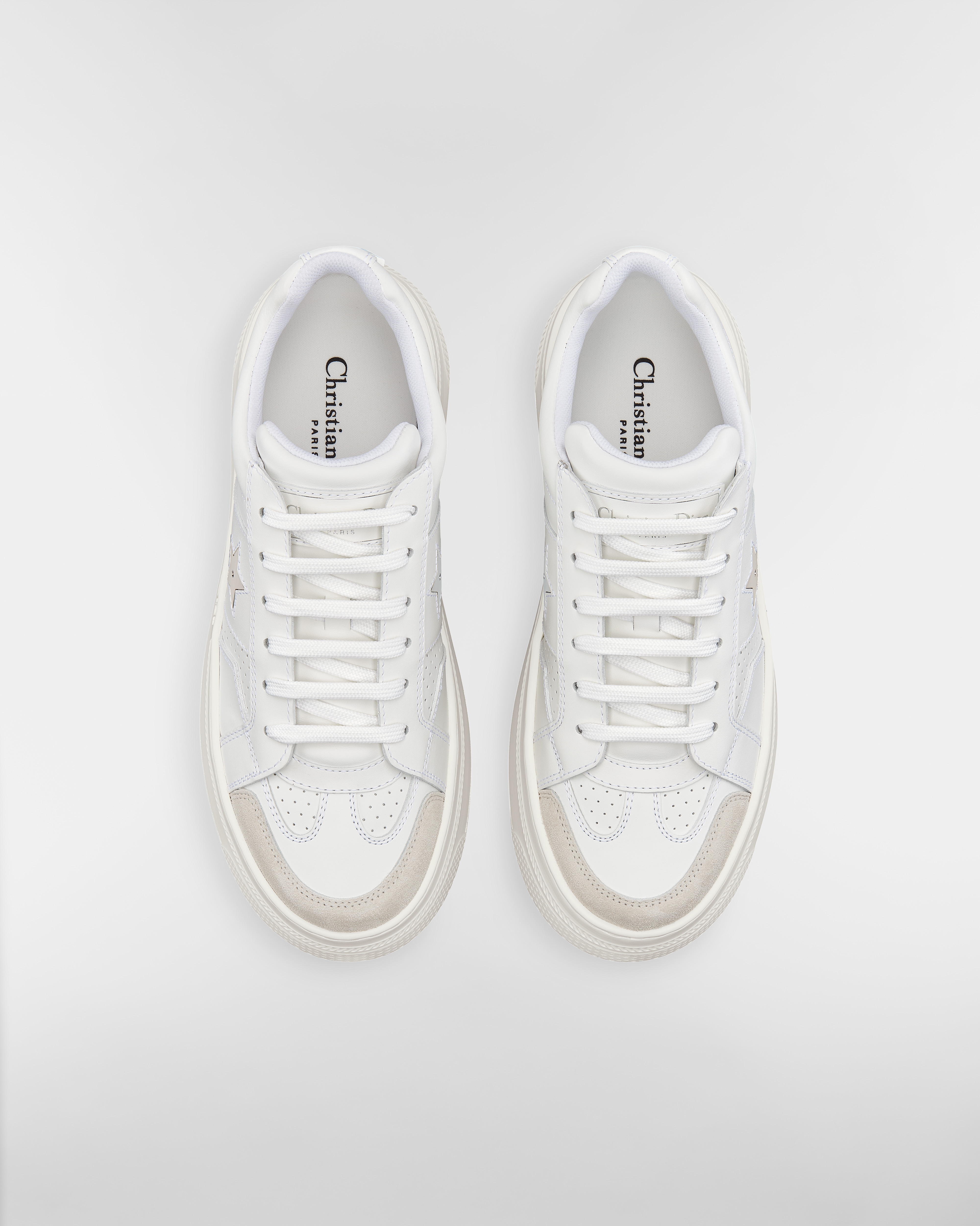 Dior Star 厚底运动鞋 白色牛皮革和绒面牛皮革 E06