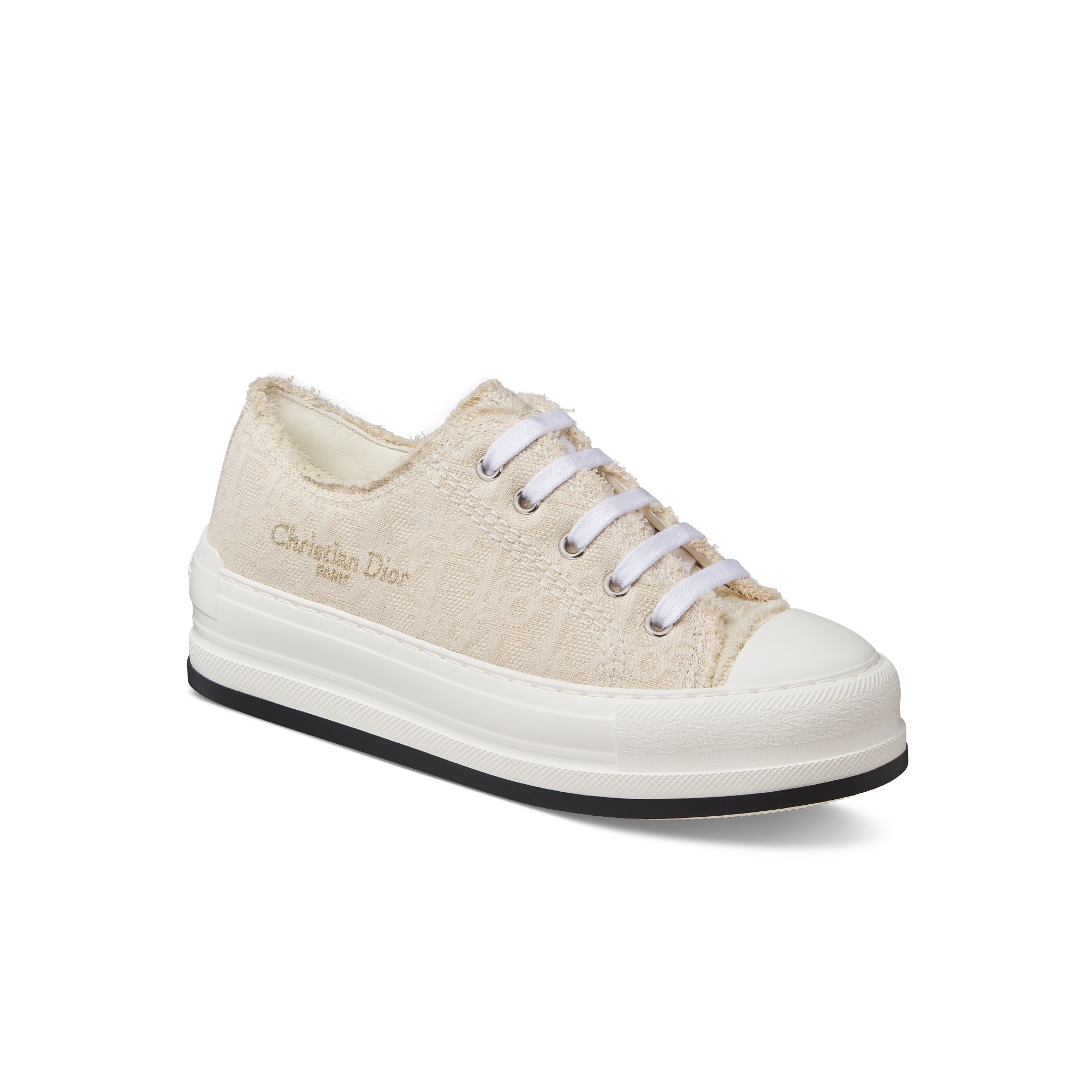 Walk'n'Dior 厚底运动鞋 棉质刺绣面料自然色 Oblique 印花流苏装饰 E03