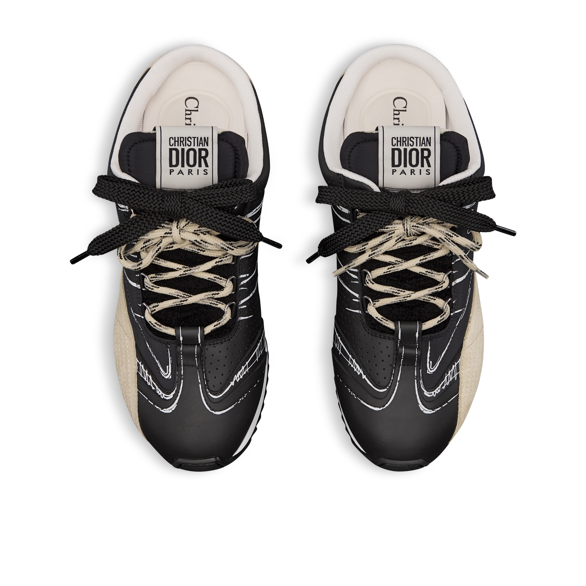 D-Sketch 运动鞋 黑色尼龙和牛皮革 E06