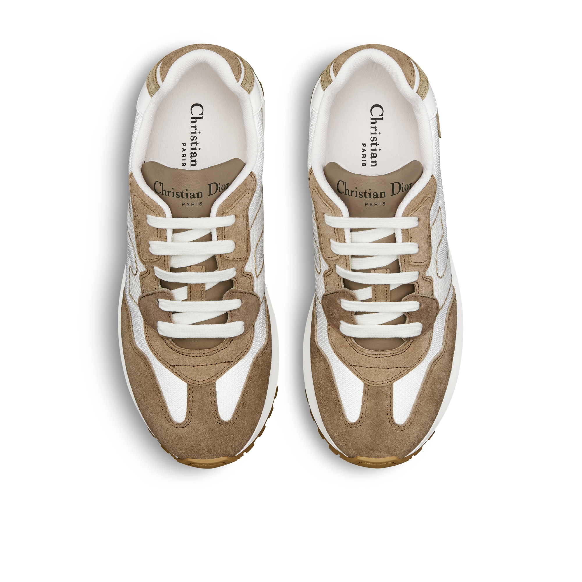 C'est Dior 运动鞋 白色网眼织物搭配榛果色牛皮革和绒面牛皮革 E06