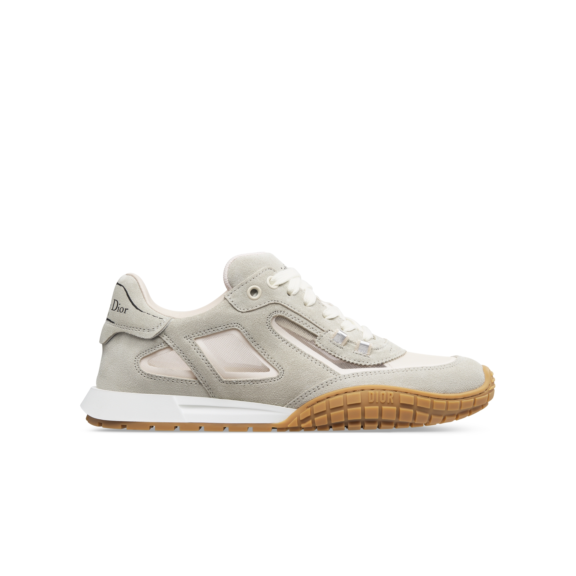 Dior Tech 运动鞋 白色绒面牛皮革和透明网面 E02