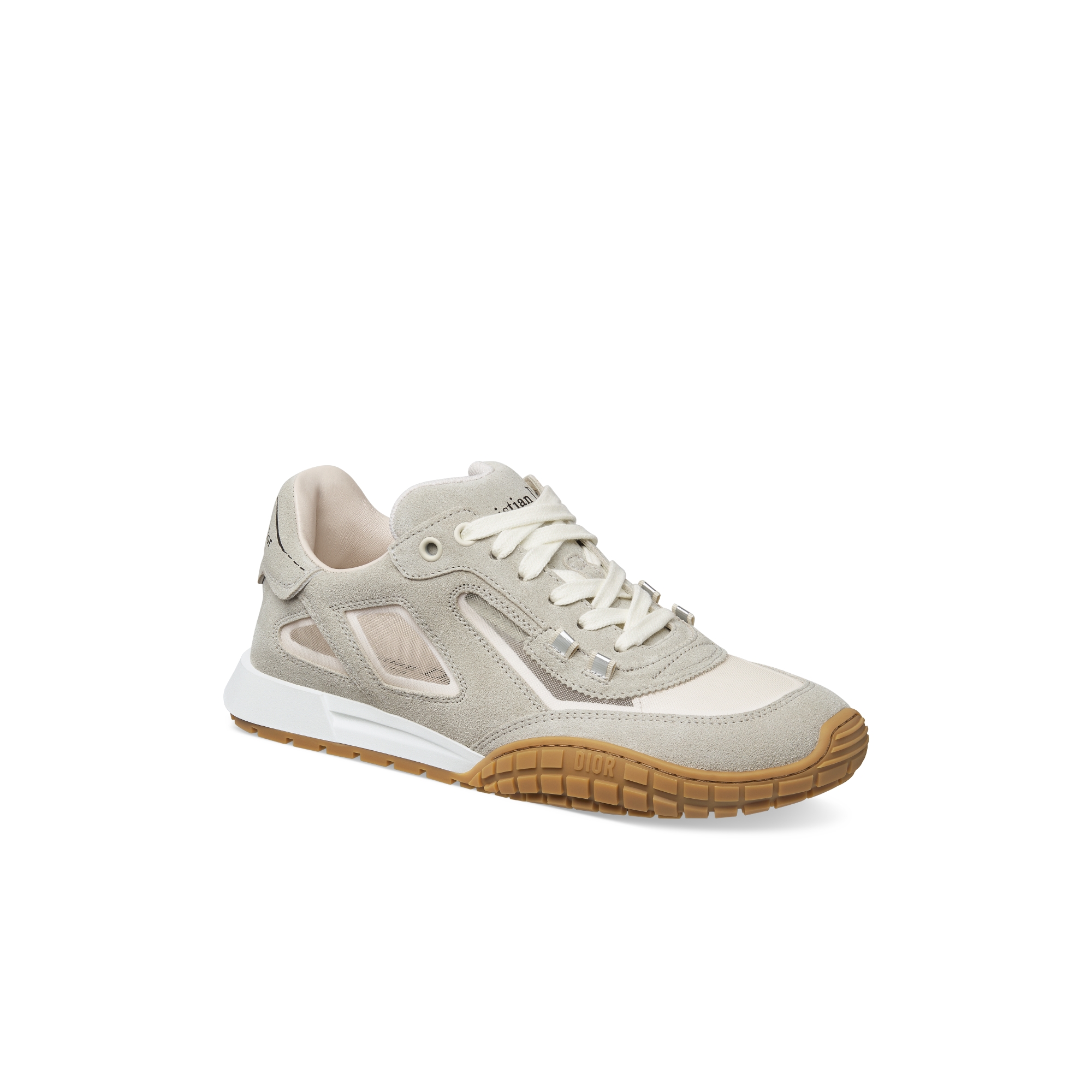 Dior Tech 运动鞋 白色绒面牛皮革和透明网面 E03