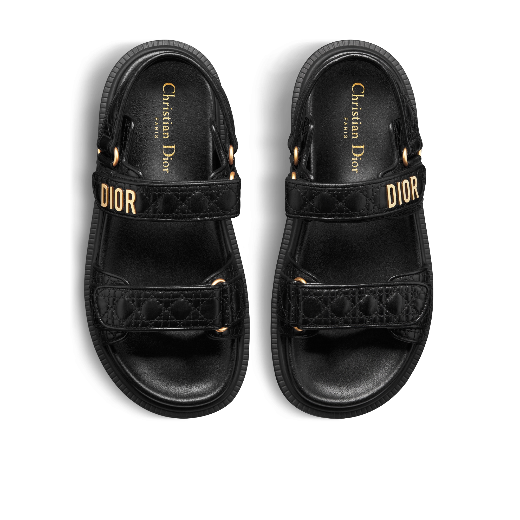 Dioract 凉鞋 黑色绗缝牛皮革藤格纹 E06