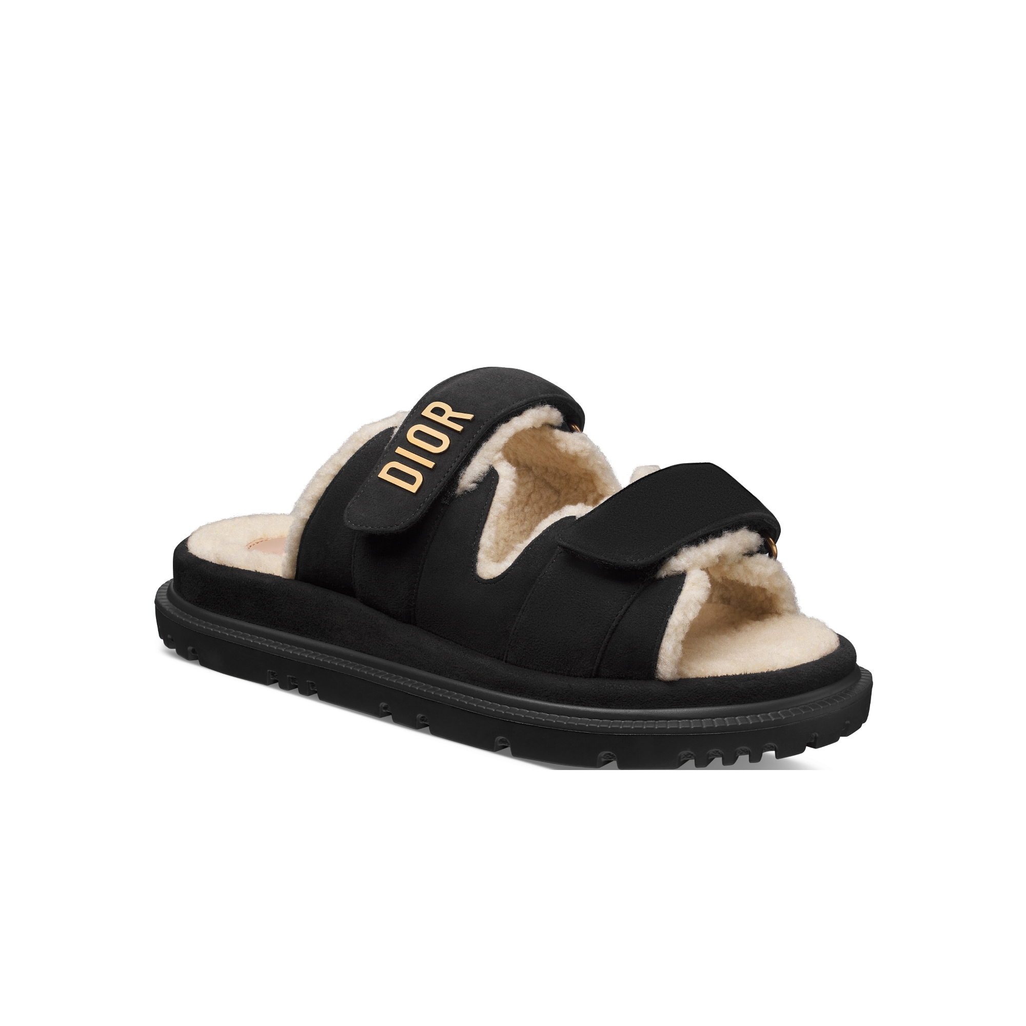 Dioract 凉拖 黑色绒面羊皮革 E03