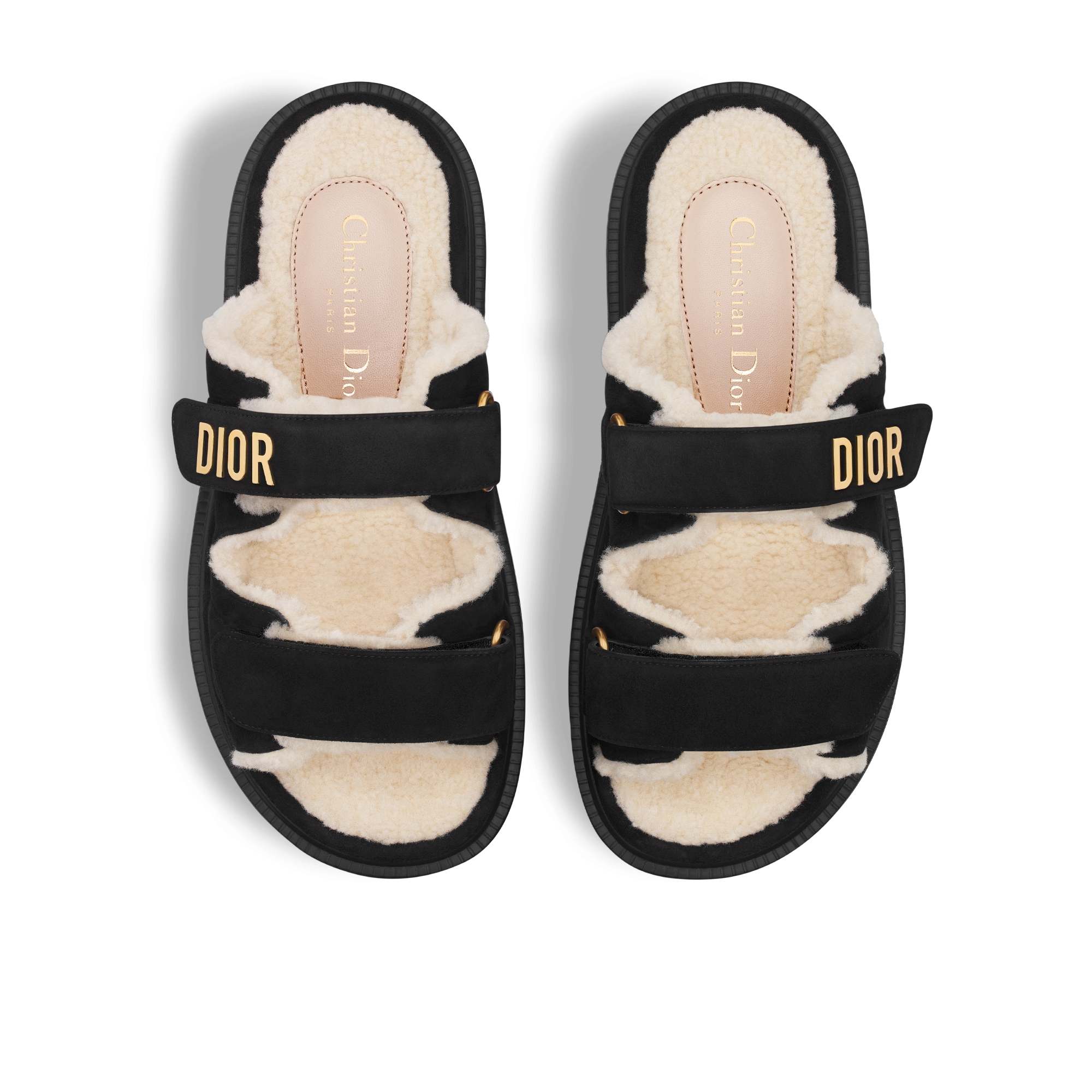 Dioract 凉拖 黑色绒面羊皮革 E06