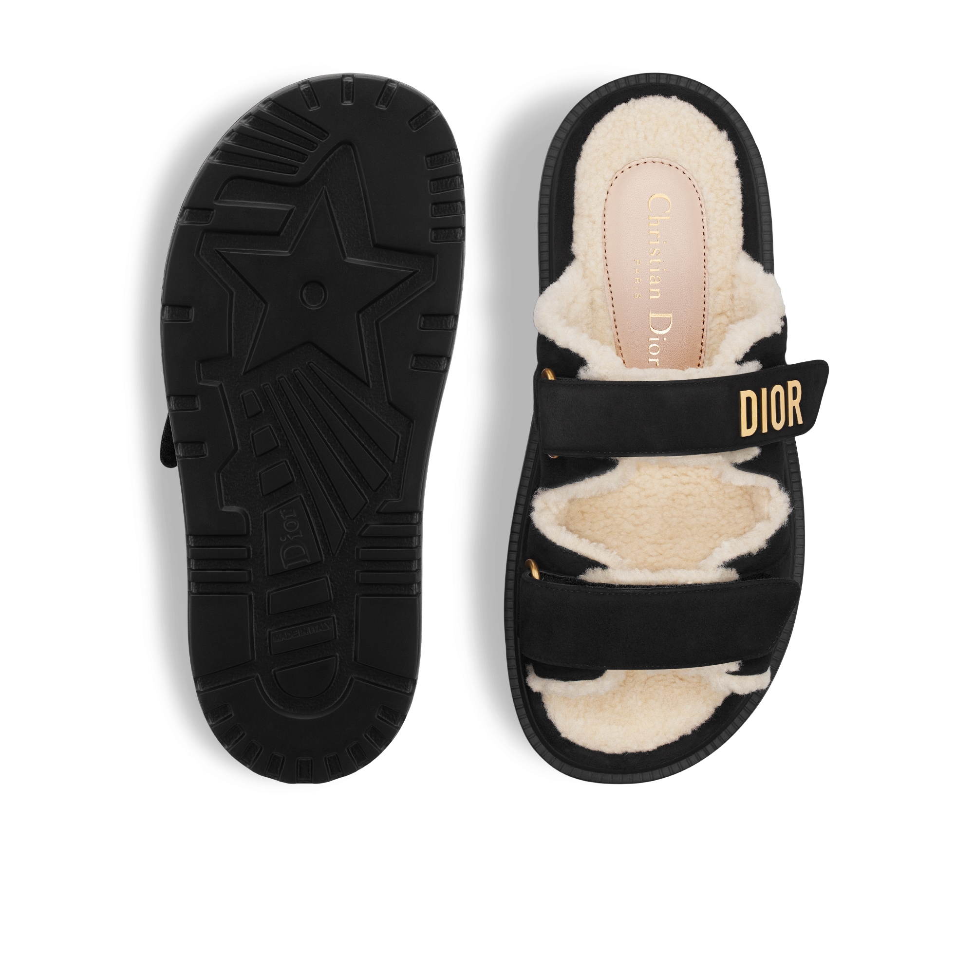 Dioract 凉拖 黑色绒面羊皮革 E07