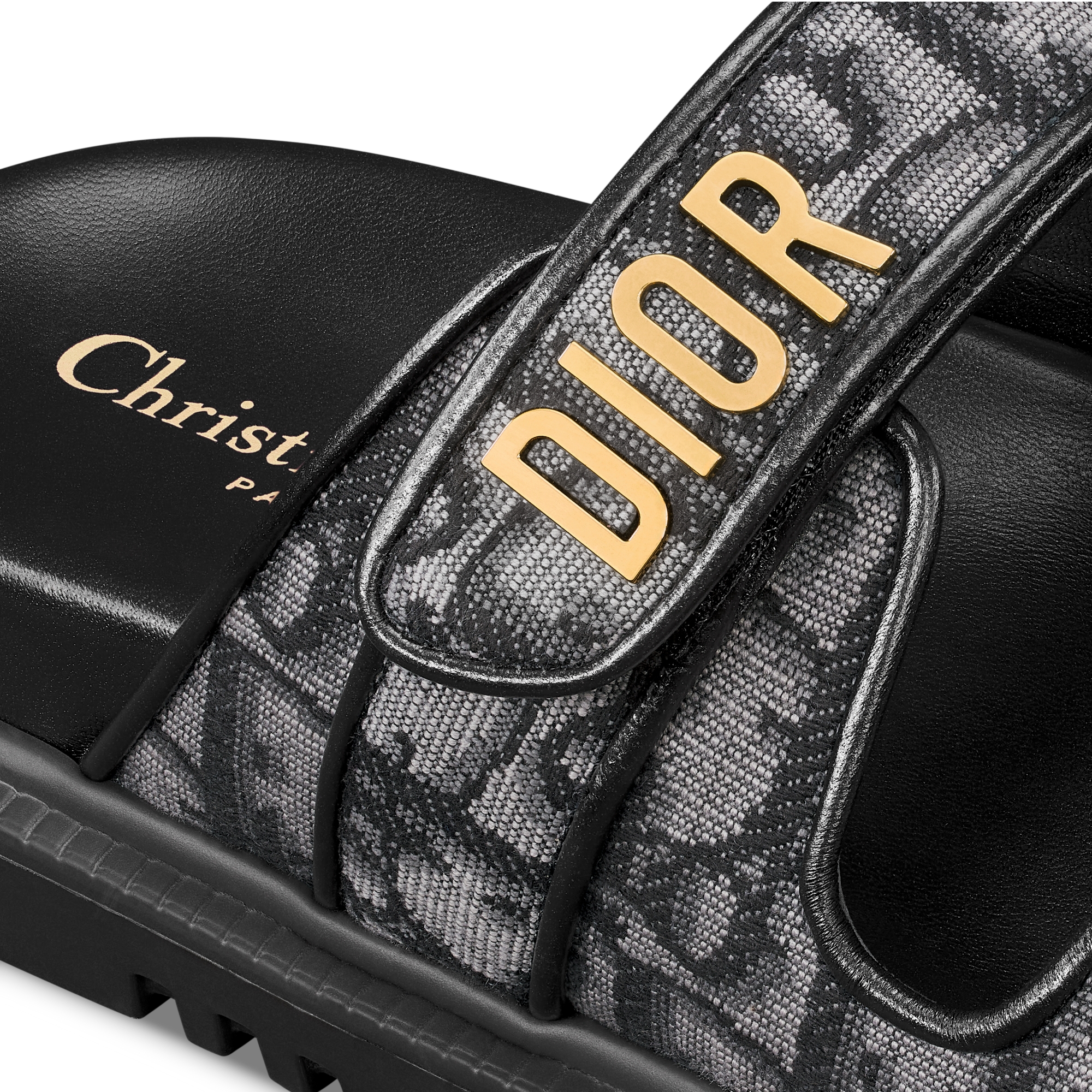 Dioract 凉拖 灰色棉质 Oblique 印花面料 E09