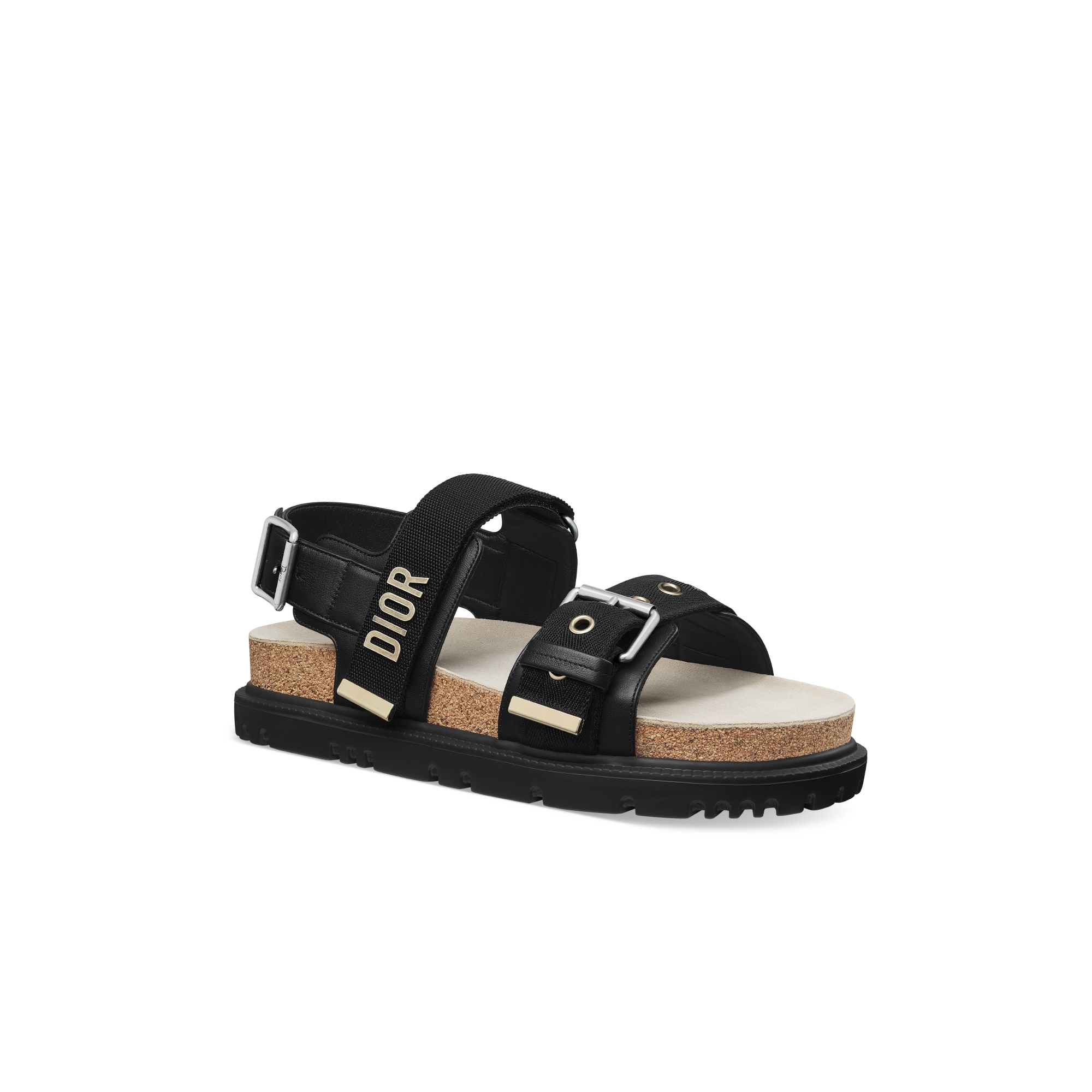 Dioract 凉鞋 黑色羊皮革和科技面料 E03