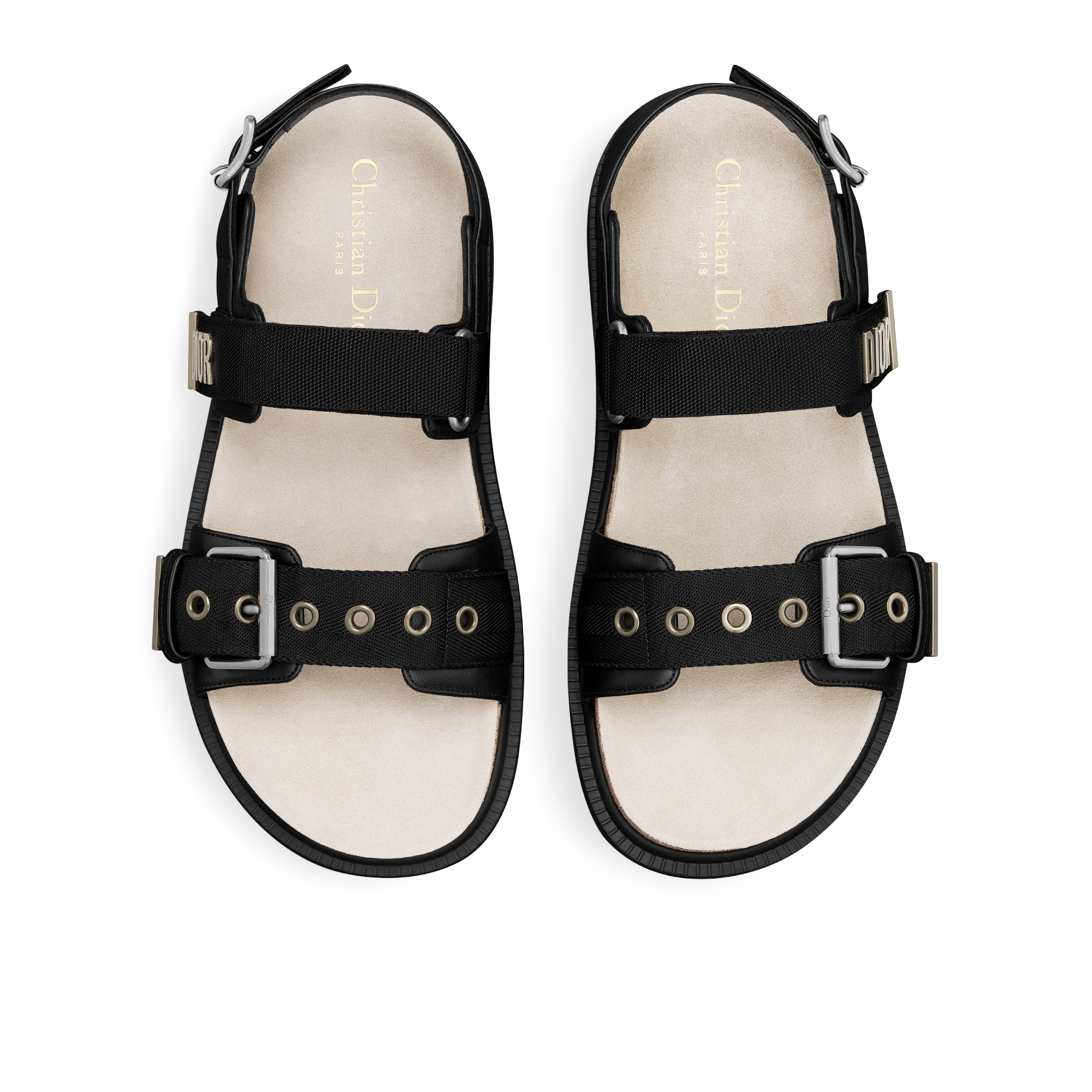 Dioract 凉鞋 黑色羊皮革和科技面料 E06