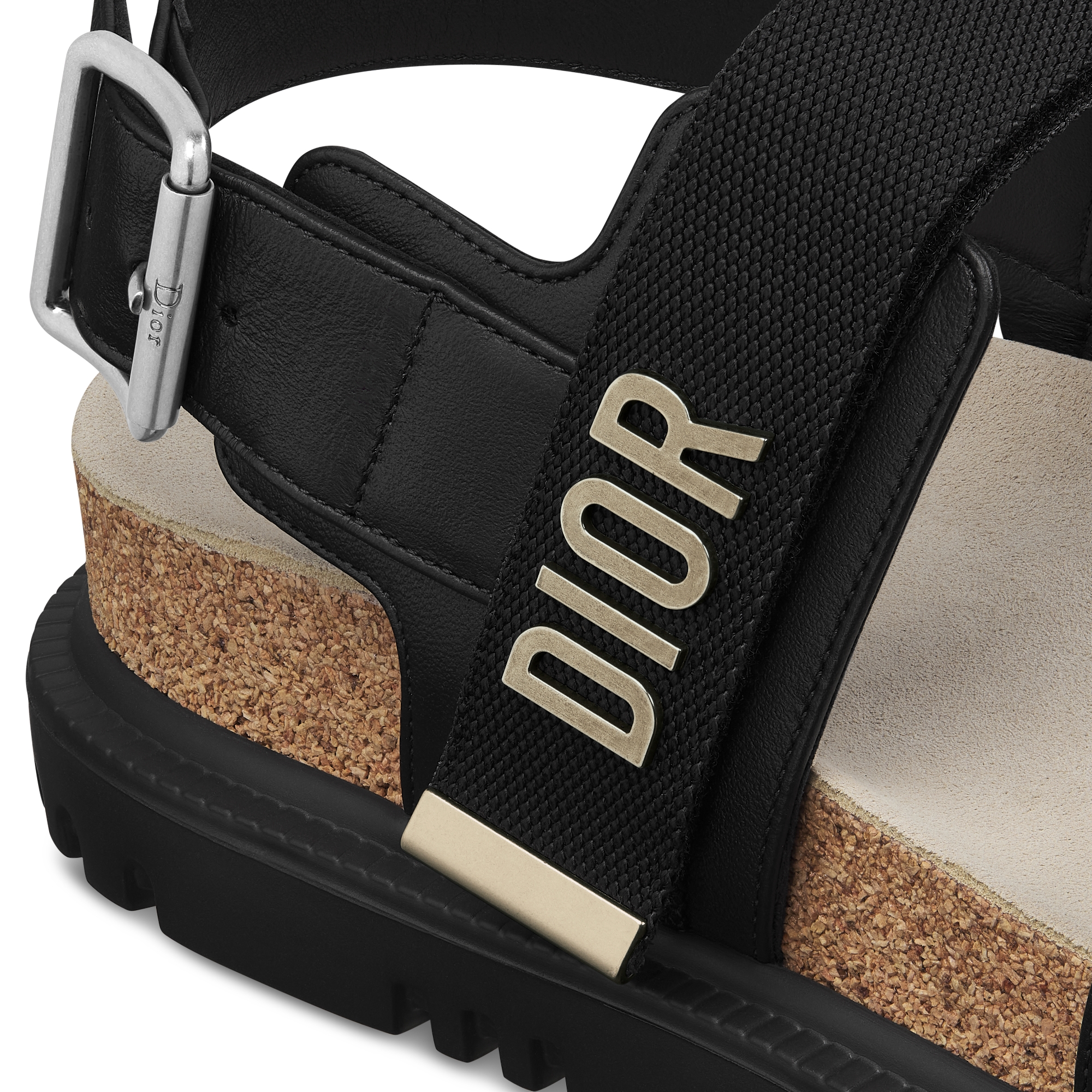 Dioract 凉鞋 黑色羊皮革和科技面料 E09