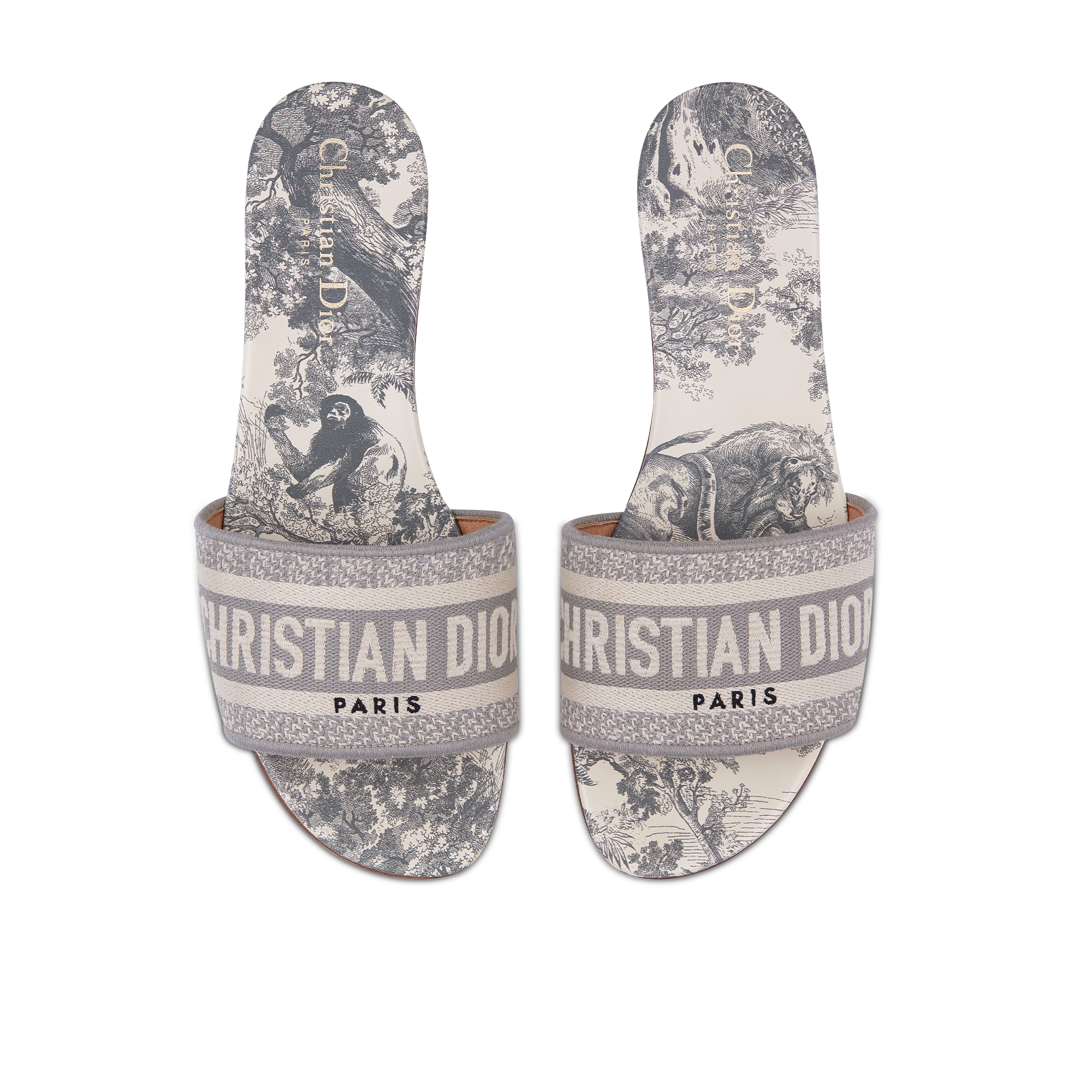 Dway 棉质凉拖 灰色棉质刺绣面料茹伊印花 E06