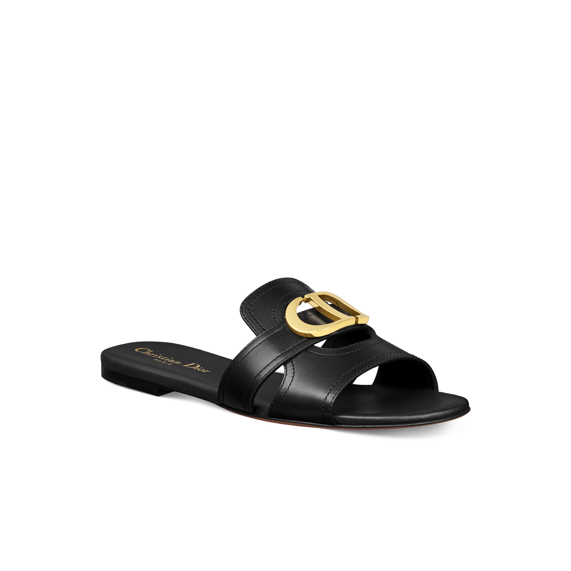 30 Montaigne 凉拖 黑色牛皮革 E03