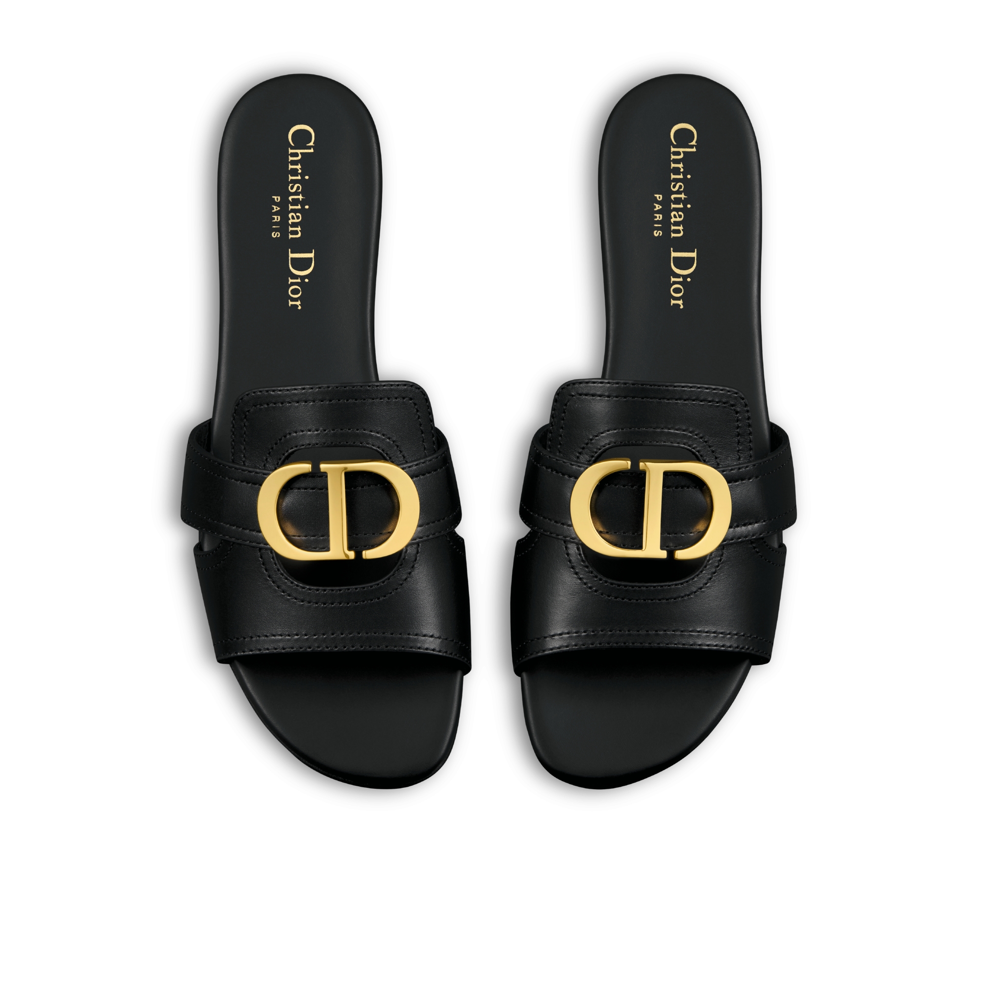 30 Montaigne 凉拖 黑色牛皮革 E06