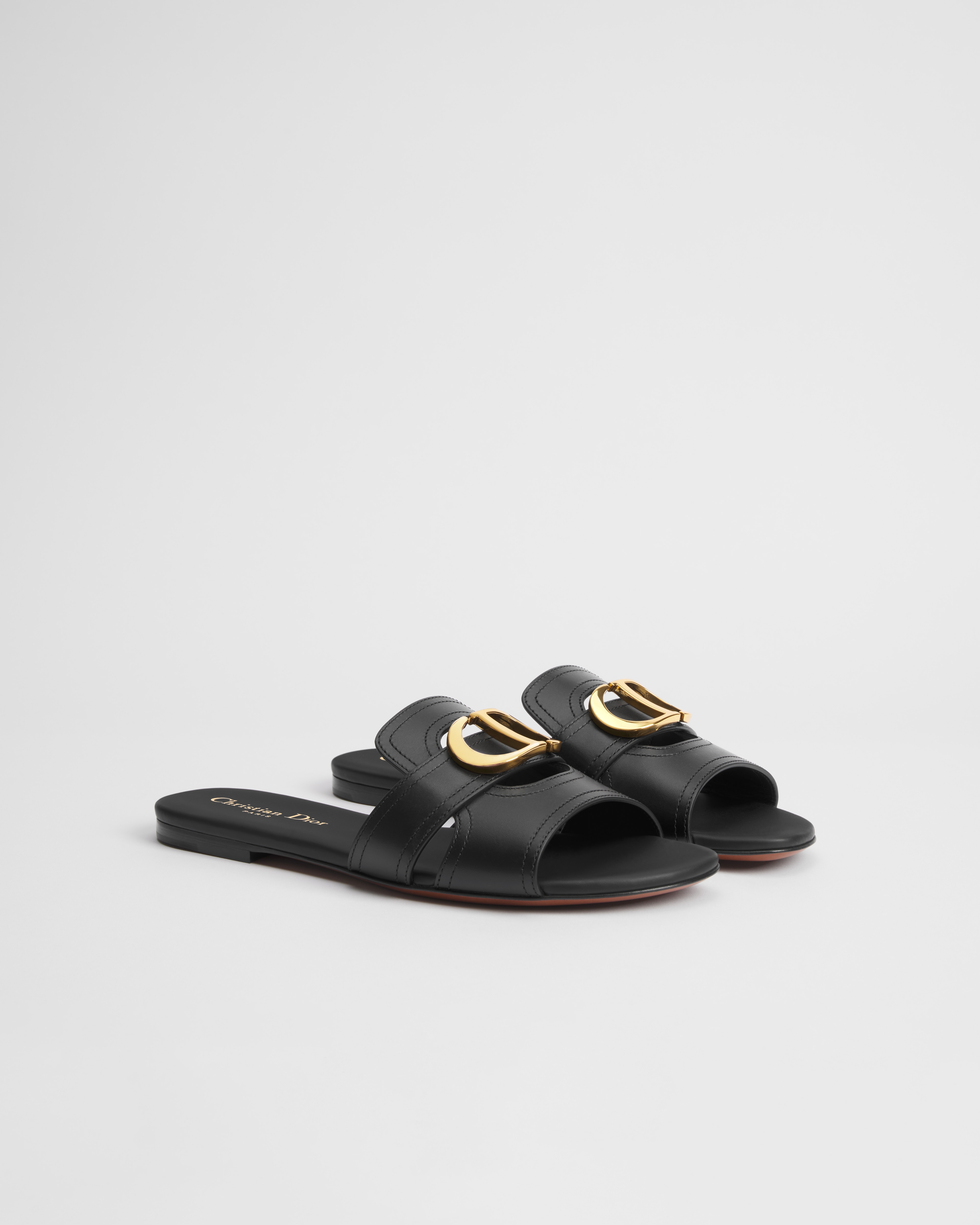 30 Montaigne 凉拖 黑色牛皮革 E03