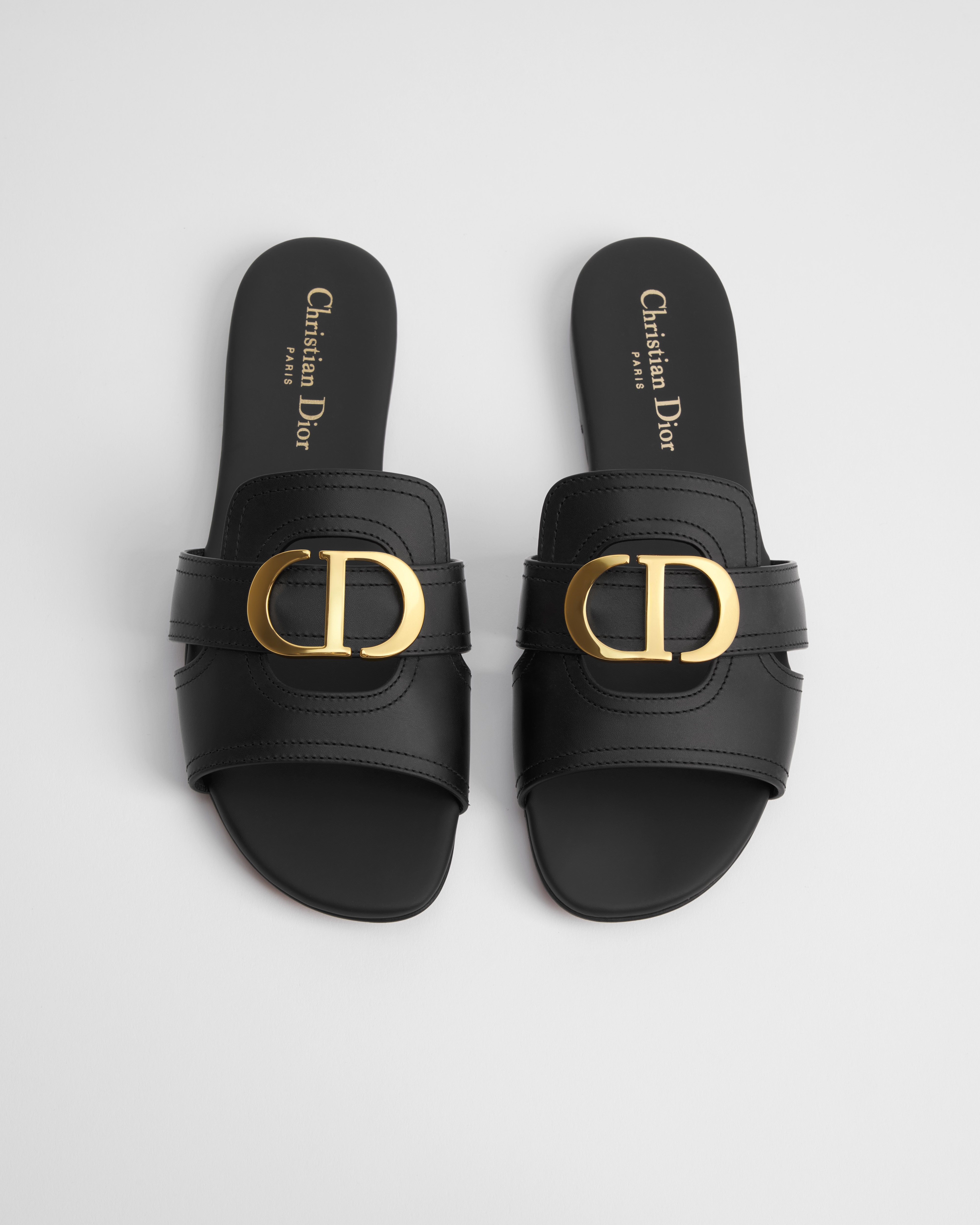 30 Montaigne 凉拖 黑色牛皮革 E06