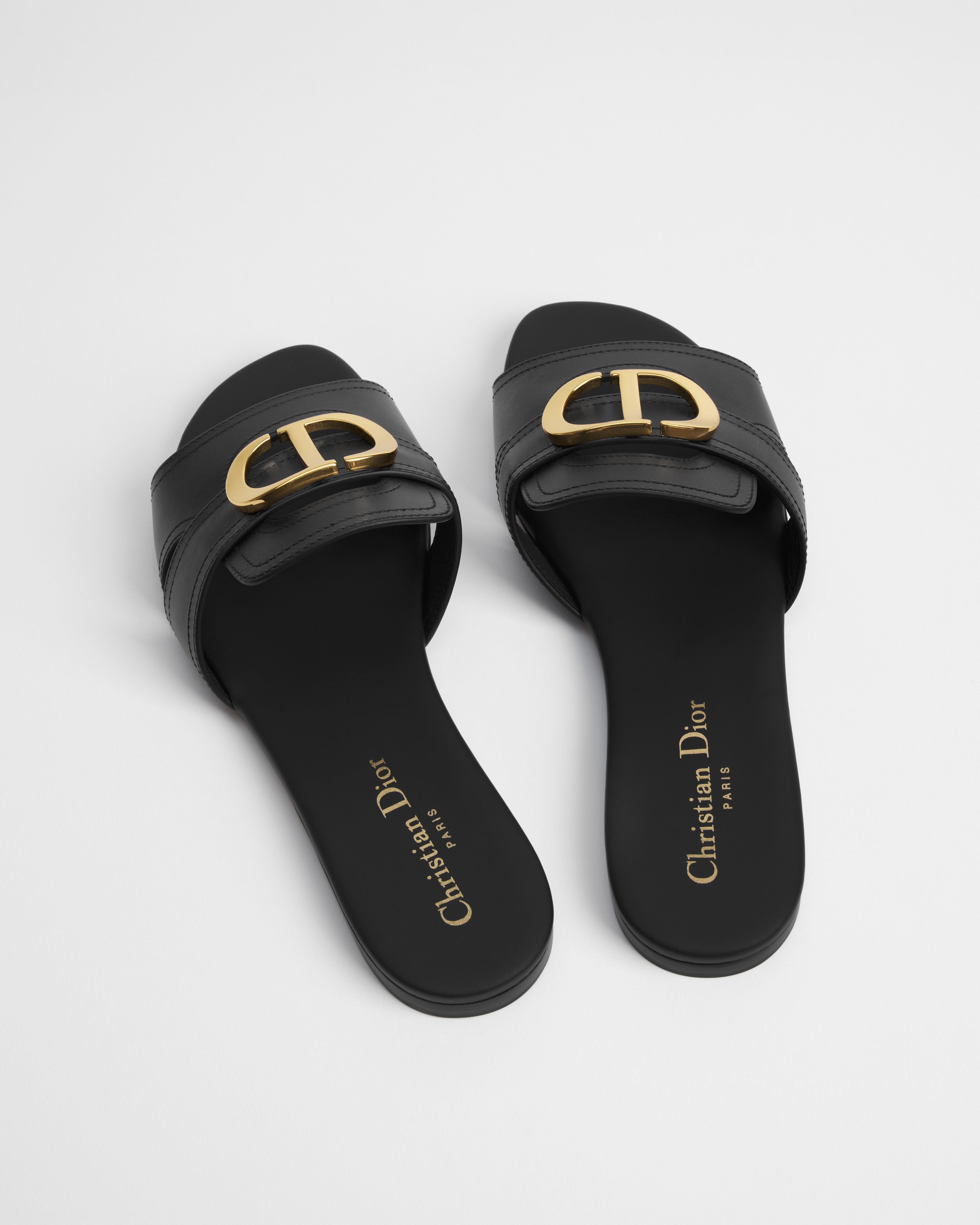 30 Montaigne 凉拖 黑色牛皮革 E09