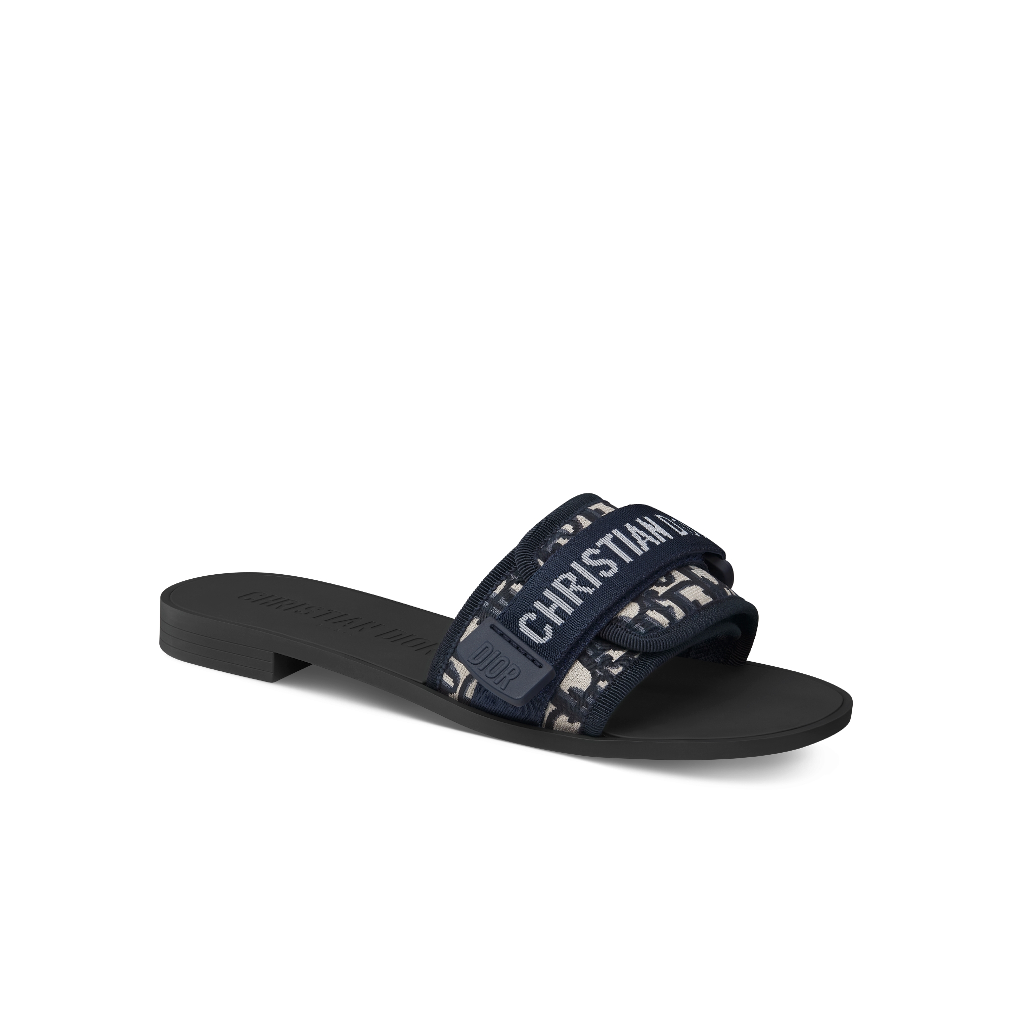 Dio(r)evolution 凉拖 闪光科技面料深蓝色 Oblique 印花 E03