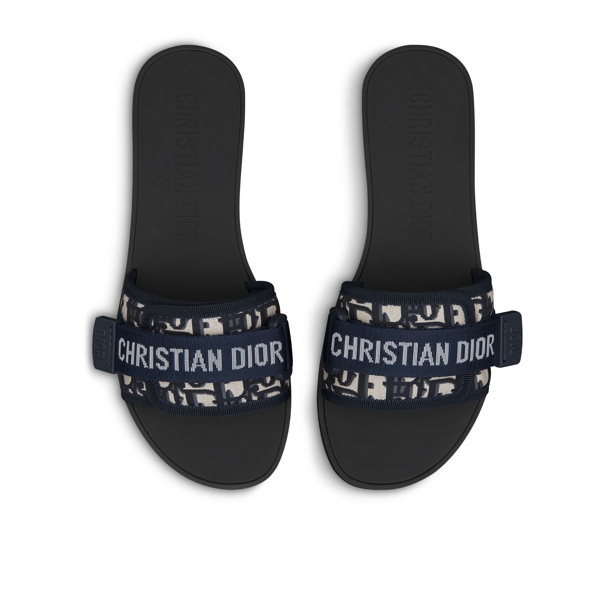 Dio(r)evolution 凉拖 闪光科技面料深蓝色 Oblique 印花 E06