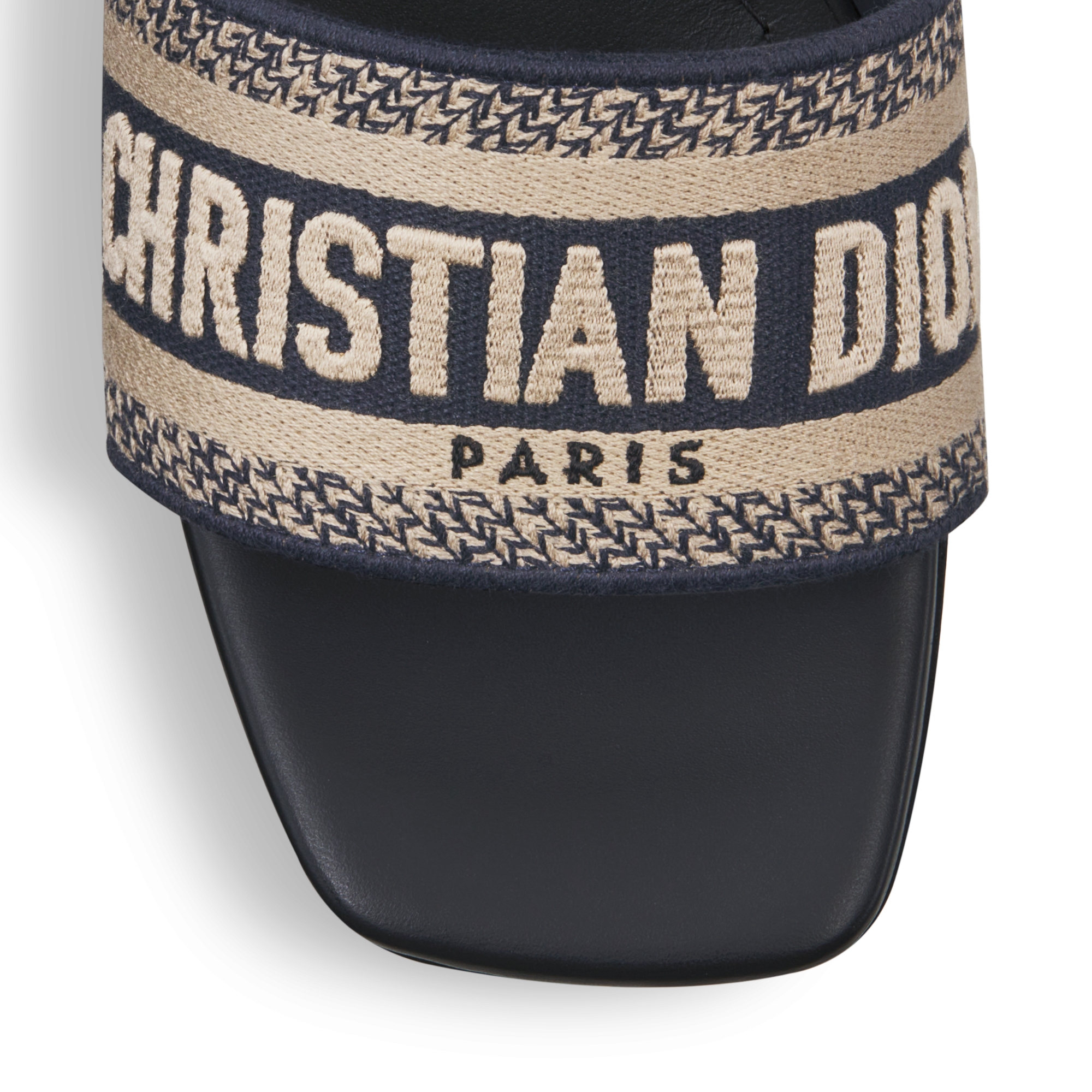 Dway 带跟凉拖 深蓝色棉质刺绣面料 E09