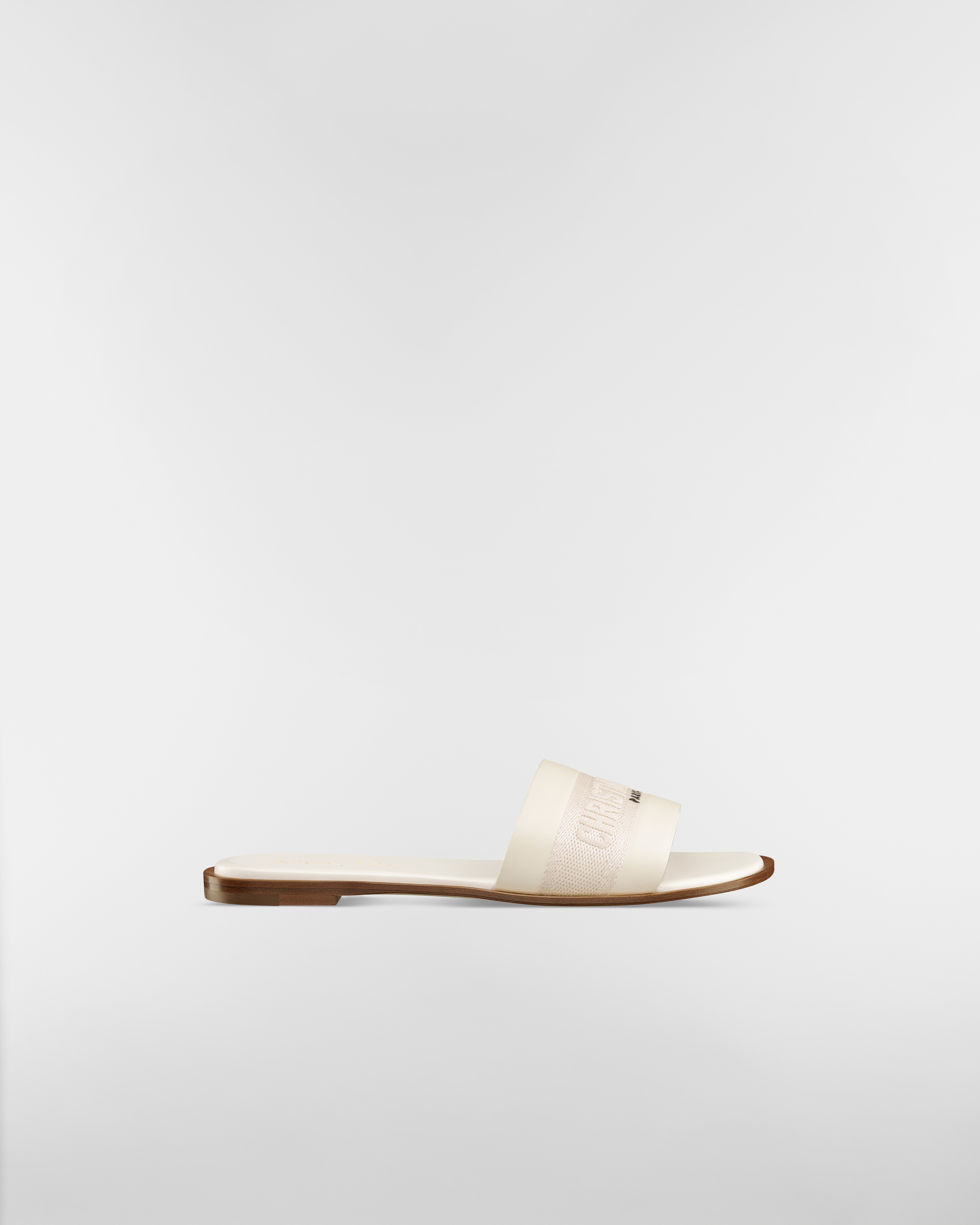 Dway 棉质凉拖 白色牛皮革和棉质刺绣 E02