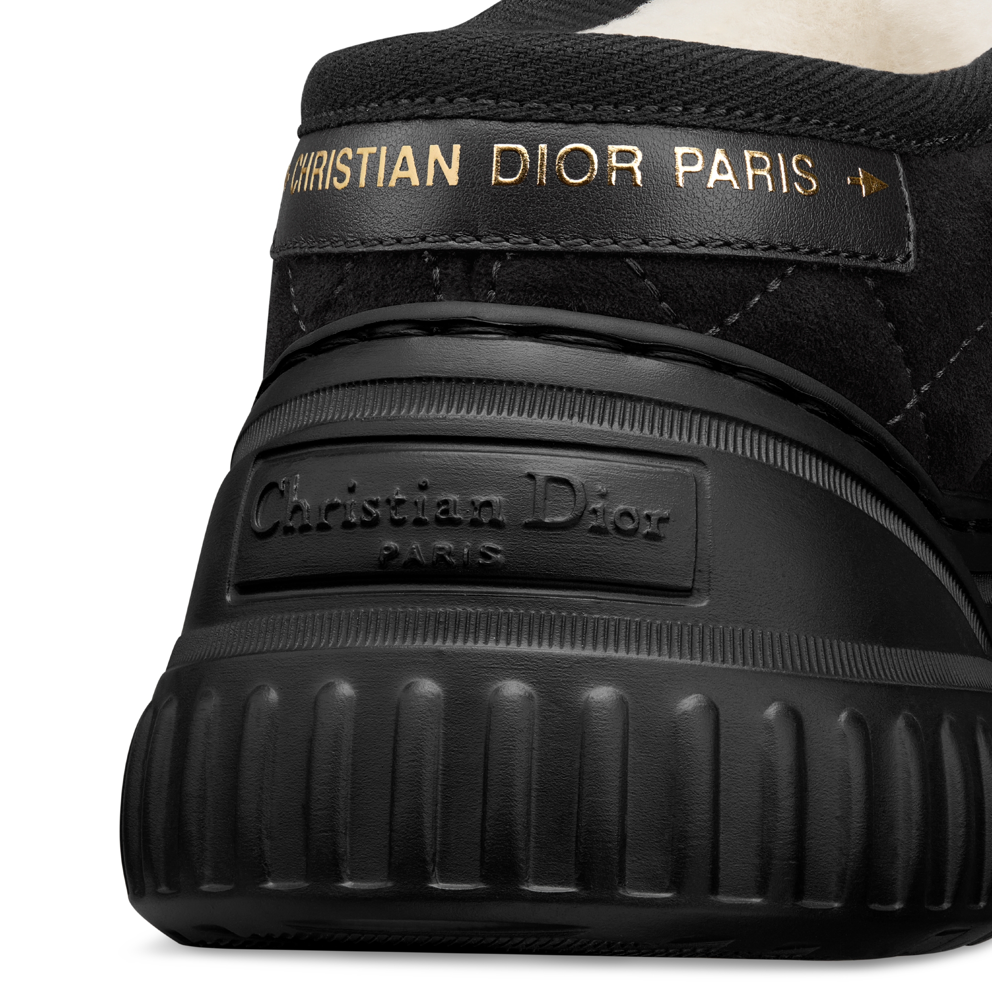 DiorAlps Dior Frost 及踝短靴 黑色绒面羊皮革藤格纹和白色羊皮革皮毛一体 E09