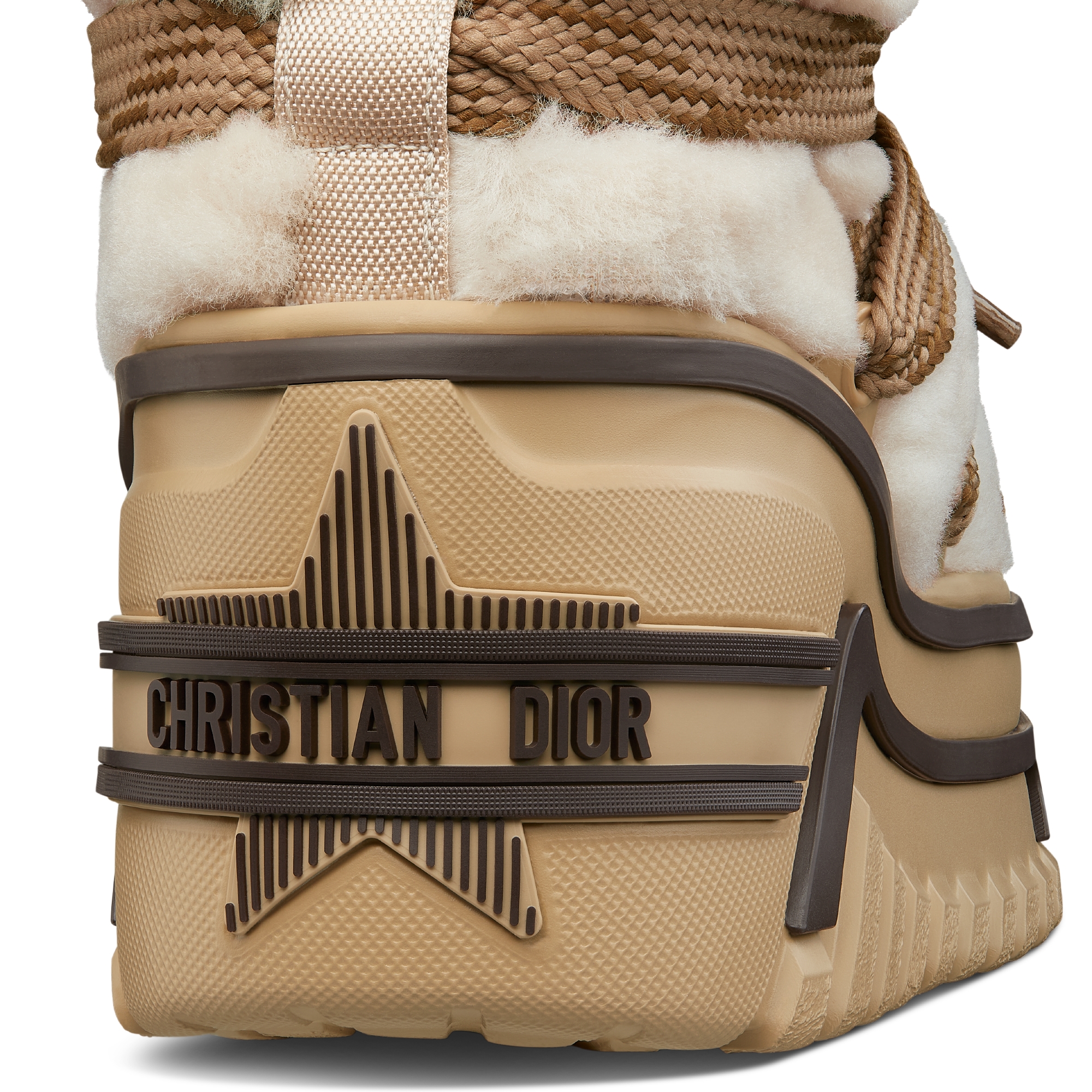 DiorAlps 及踝雪地靴 米白色羊皮革皮毛一体和驼色绒面羊皮革 E09