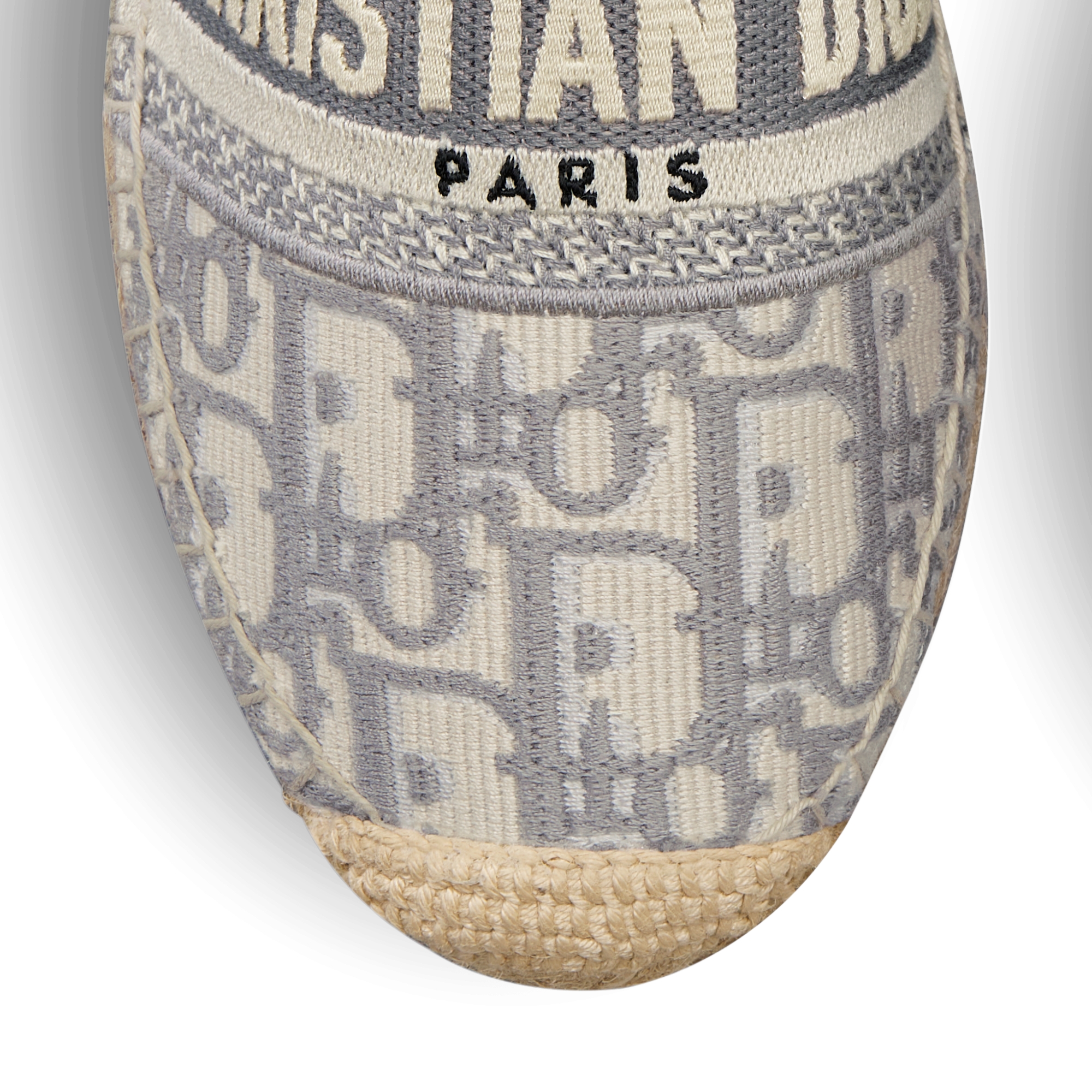 Dior Granville 草编鞋 岩石灰色棉质面料 Oblique 印花刺绣 E09