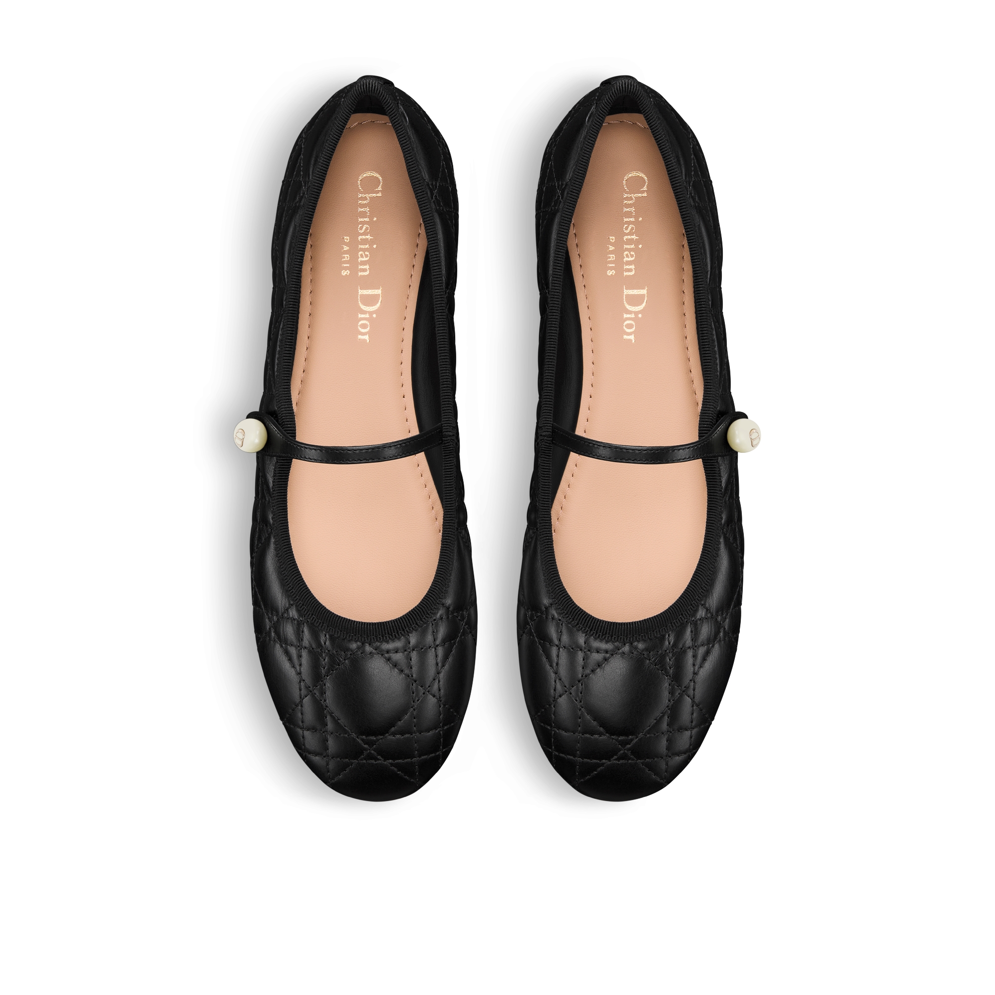 Dior 芭蕾鞋 黑色绗缝牛皮革藤格纹 E06