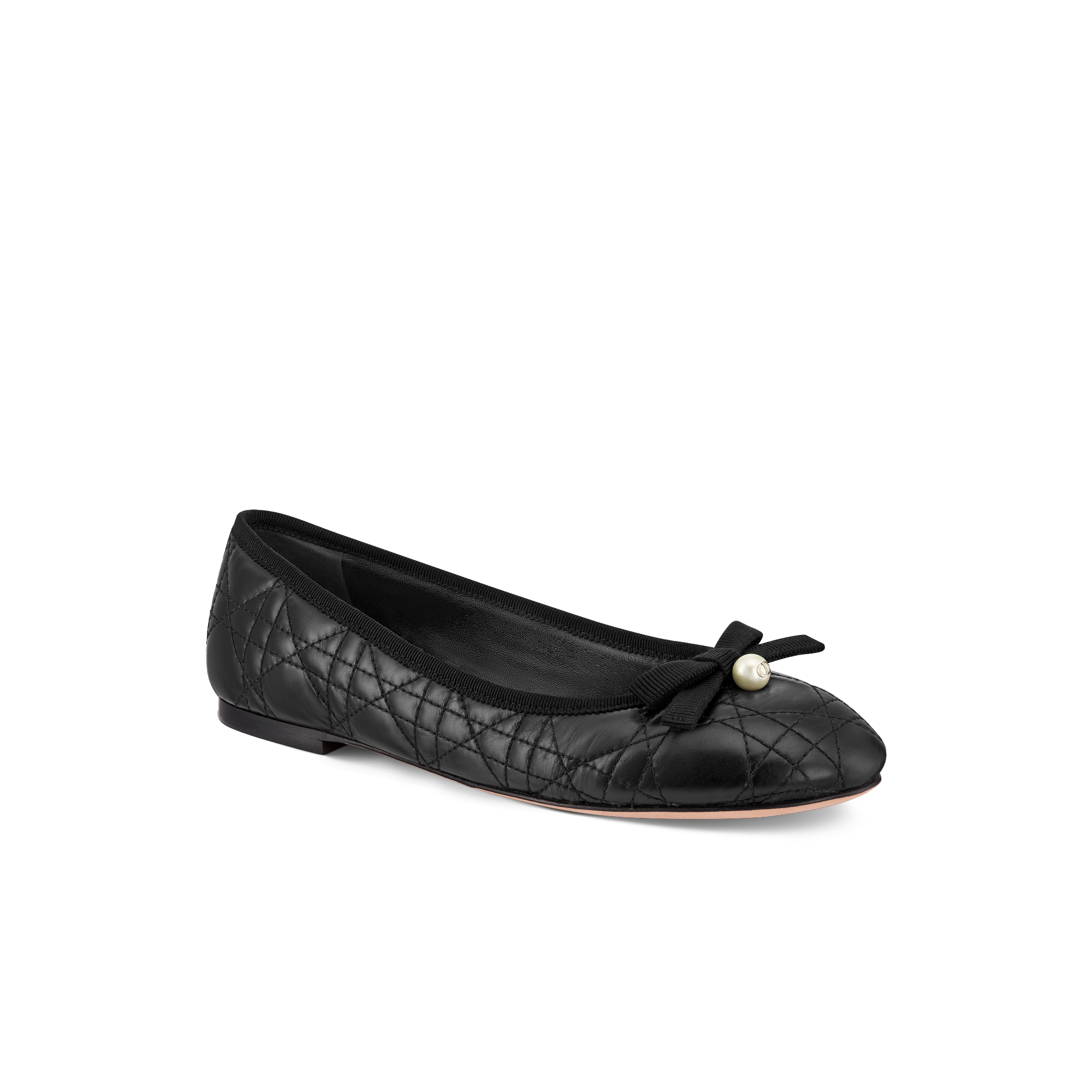 Dior 芭蕾鞋 黑色绗缝牛皮革藤格纹 E03