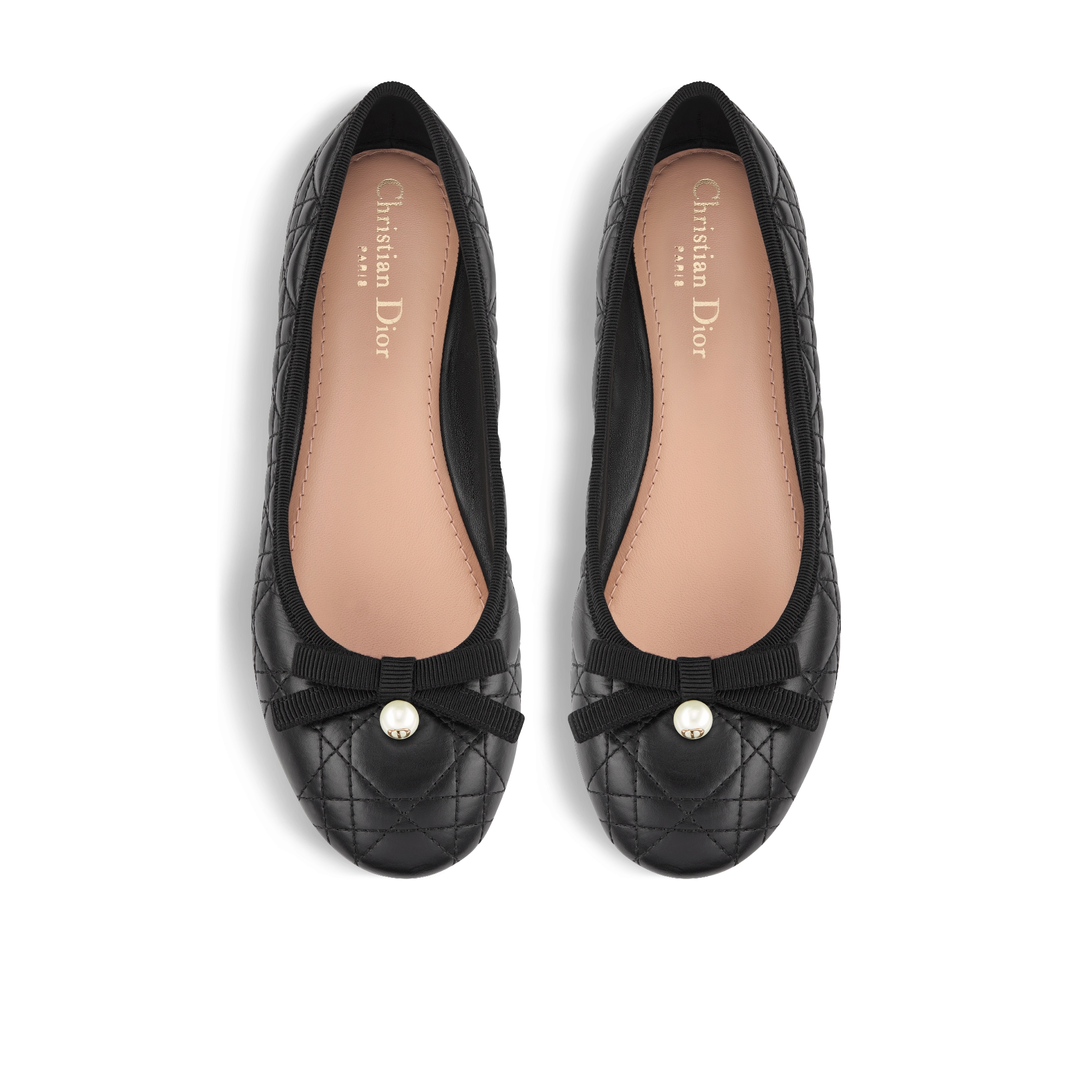 Dior 芭蕾鞋 黑色绗缝牛皮革藤格纹 E06