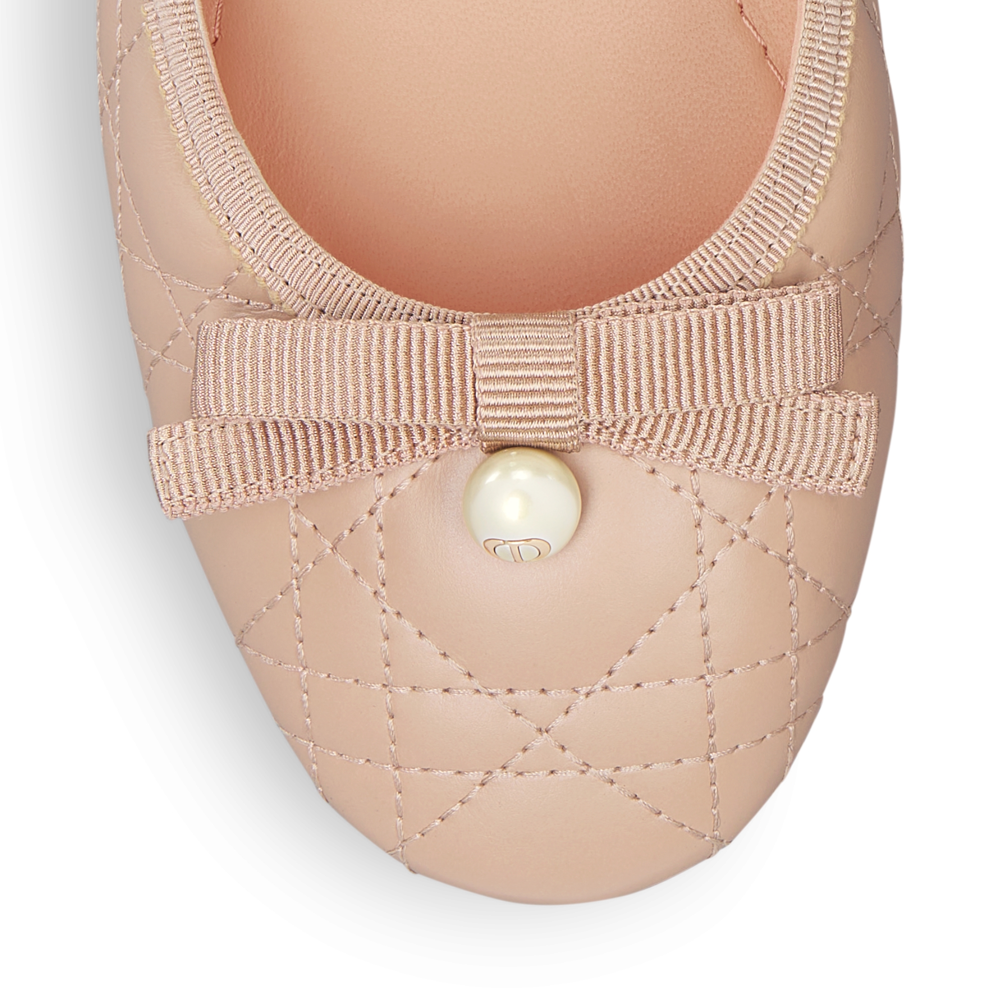 Dior Ballet 露跟高跟鞋 裸色绗缝牛皮革藤格纹 E09