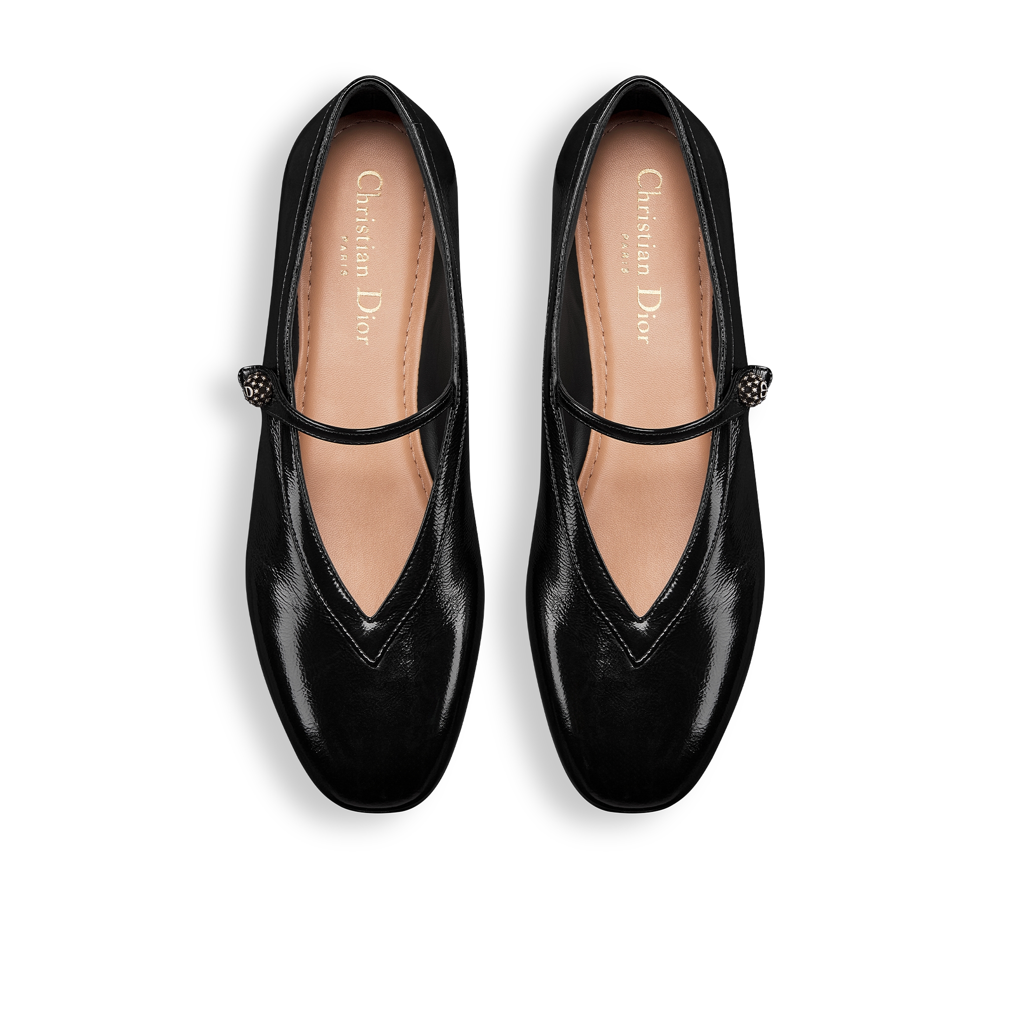 Dior New Ballet 芭蕾鞋 黑色褶皱漆皮牛皮革 E06