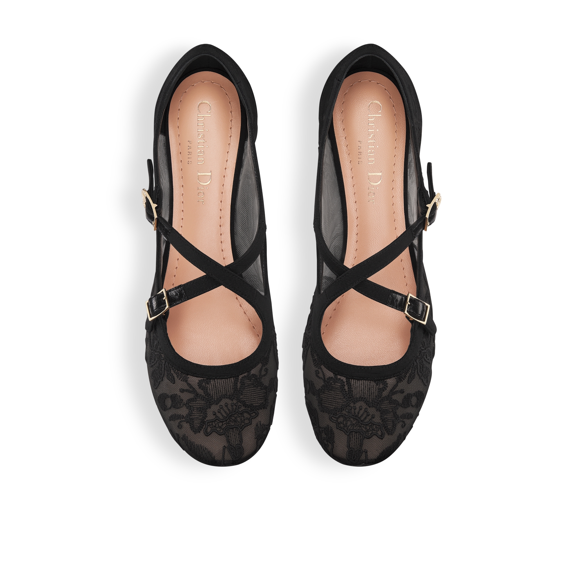 Very Dior 芭蕾鞋 透明网面黑色 Millefiori 图案刺绣 E06