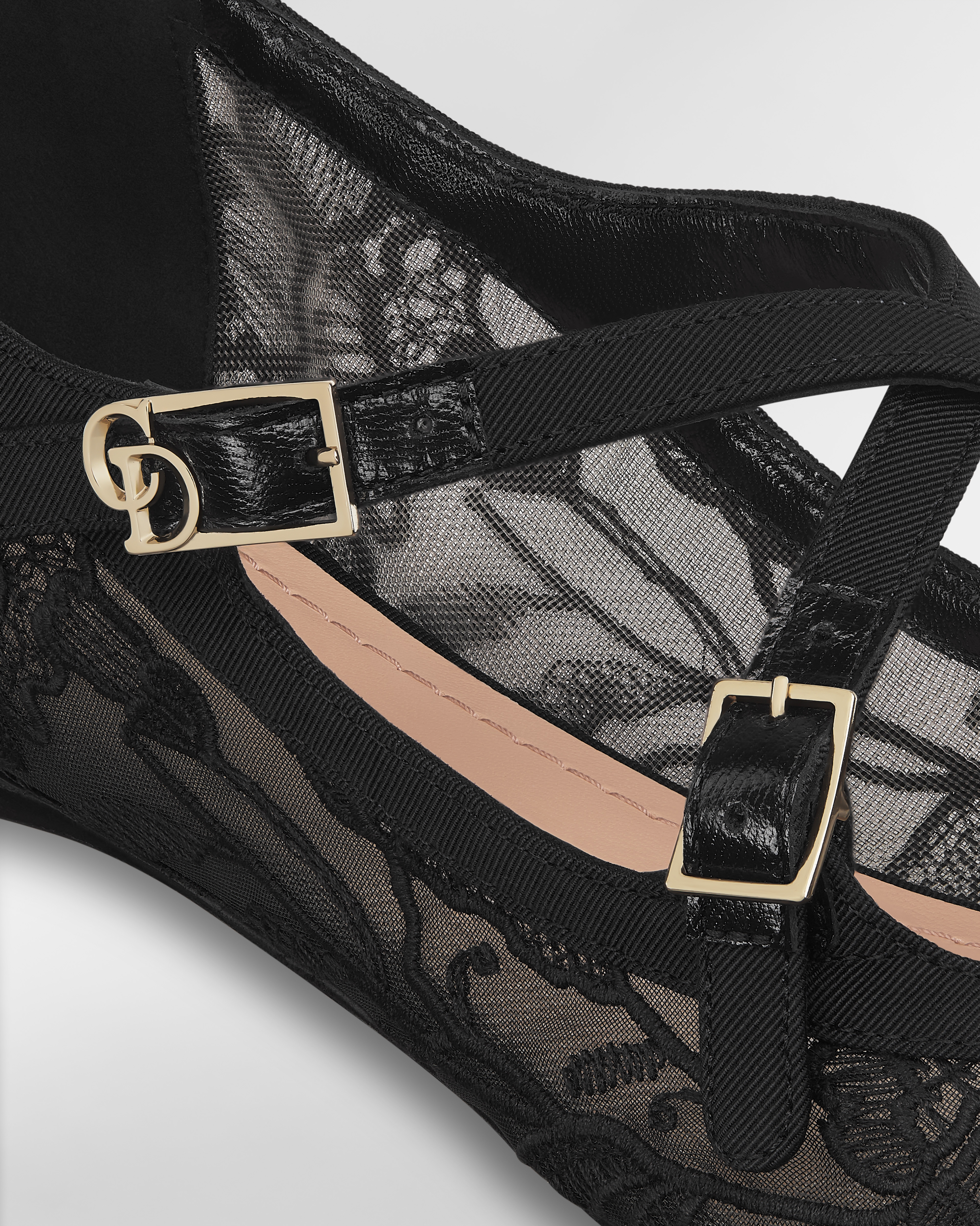 Very Dior 芭蕾鞋 透明网面黑色 Millefiori 图案刺绣 E09