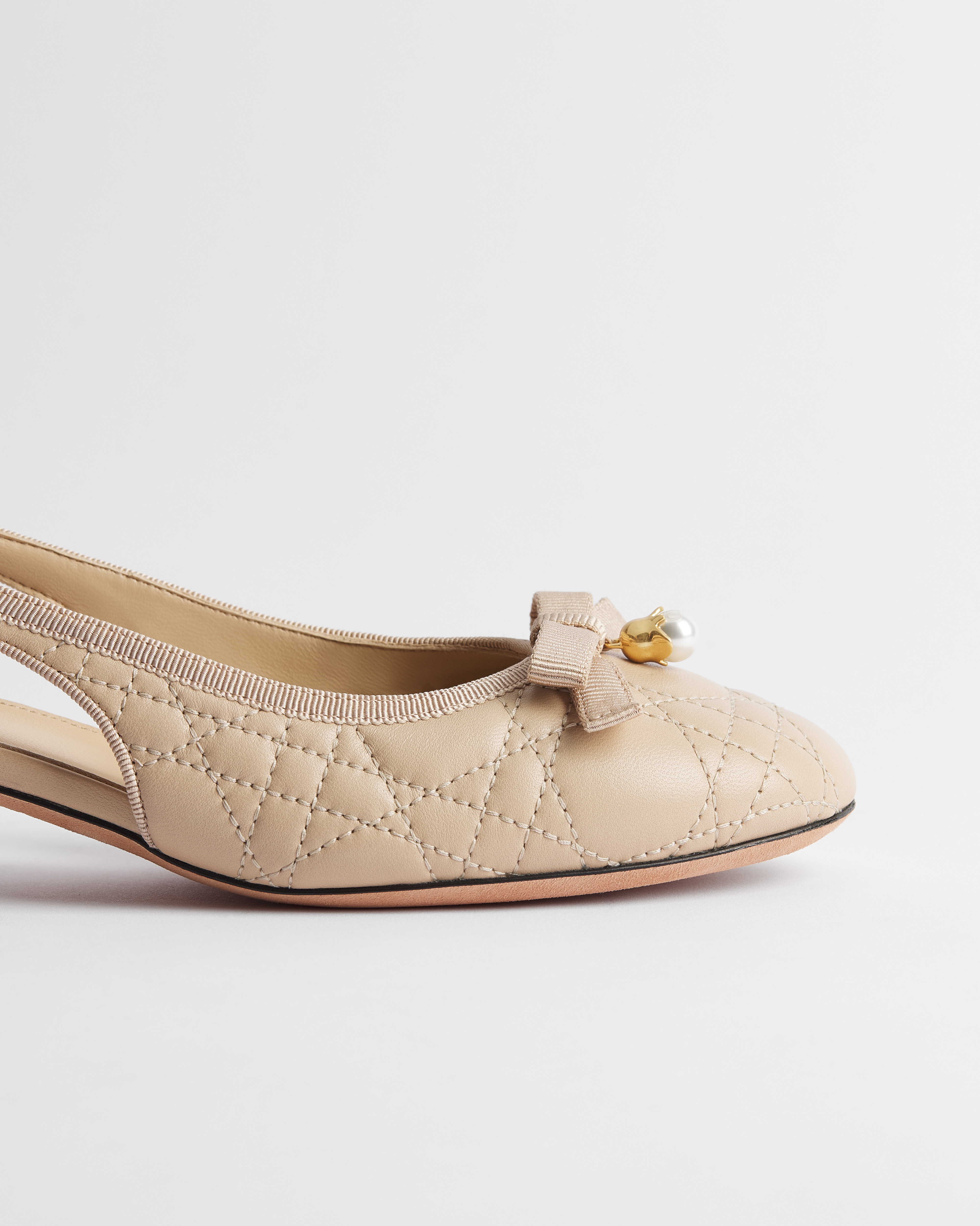 Dior Ballet 露跟高跟鞋 裸色绗缝羊皮革藤格纹 E10