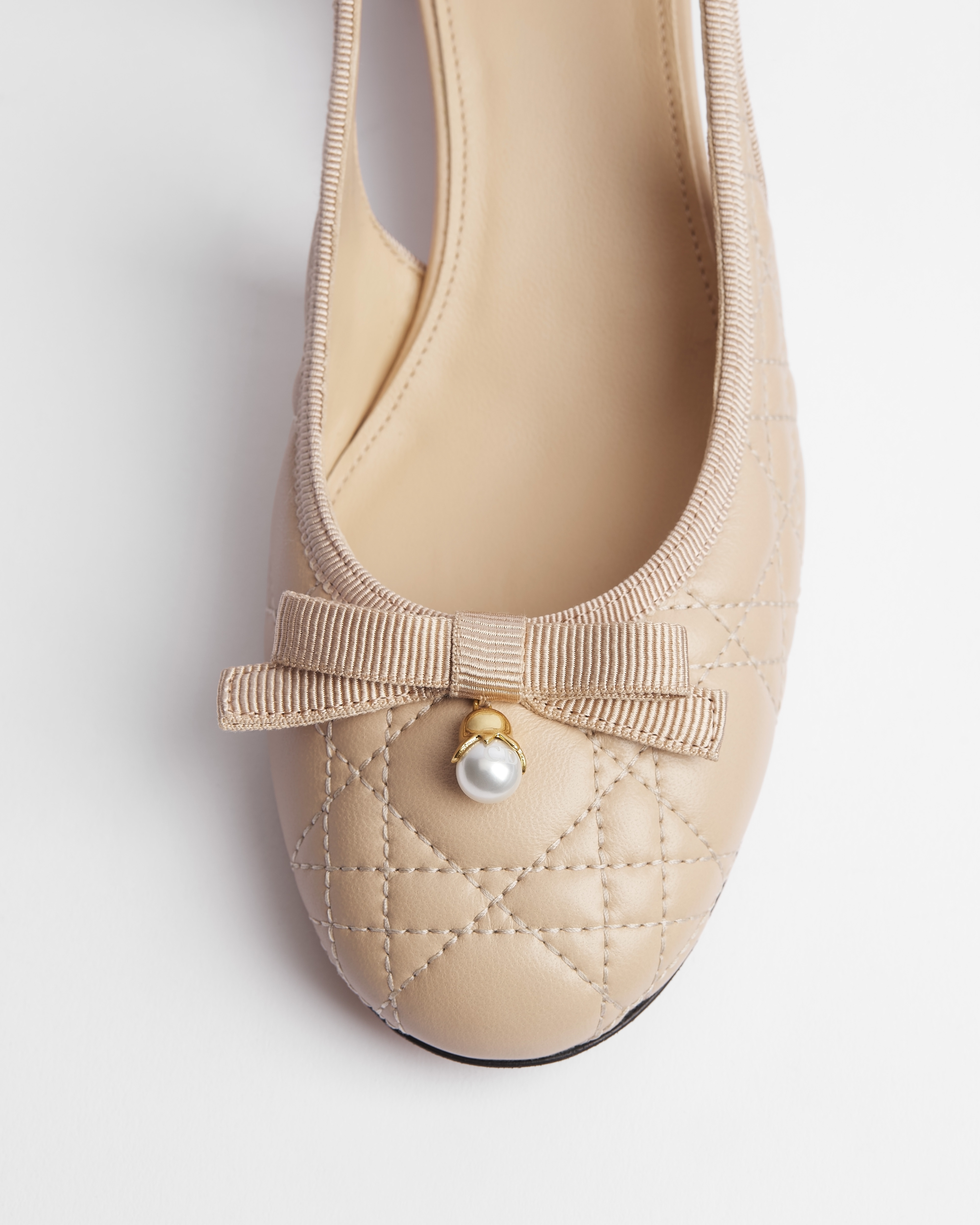 Dior Ballet 露跟高跟鞋 裸色绗缝羊皮革藤格纹 E11