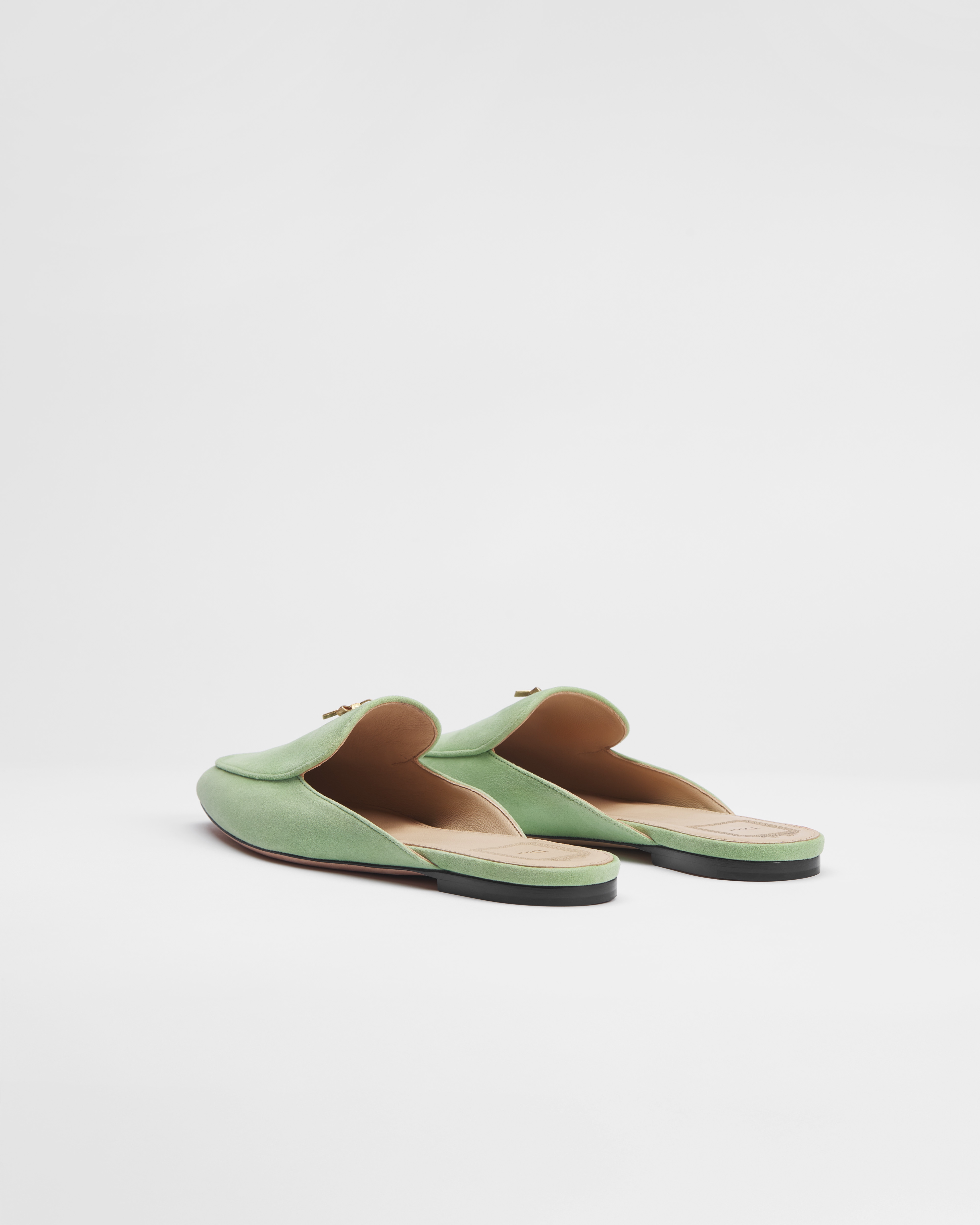 Baby Bow 穆勒鞋 鲜绿色绒面羊皮革 E05