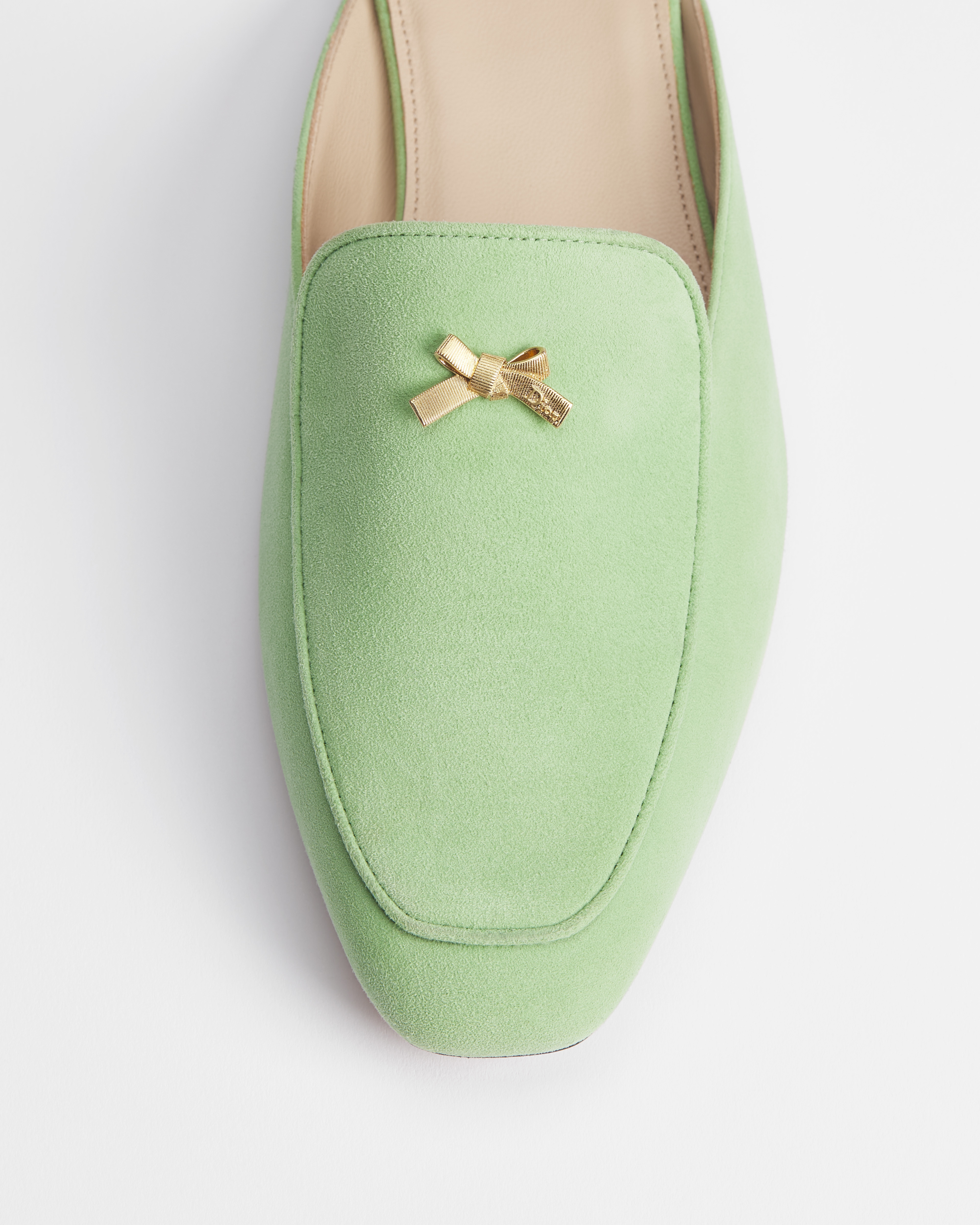 Baby Bow 穆勒鞋 鲜绿色绒面羊皮革 E12