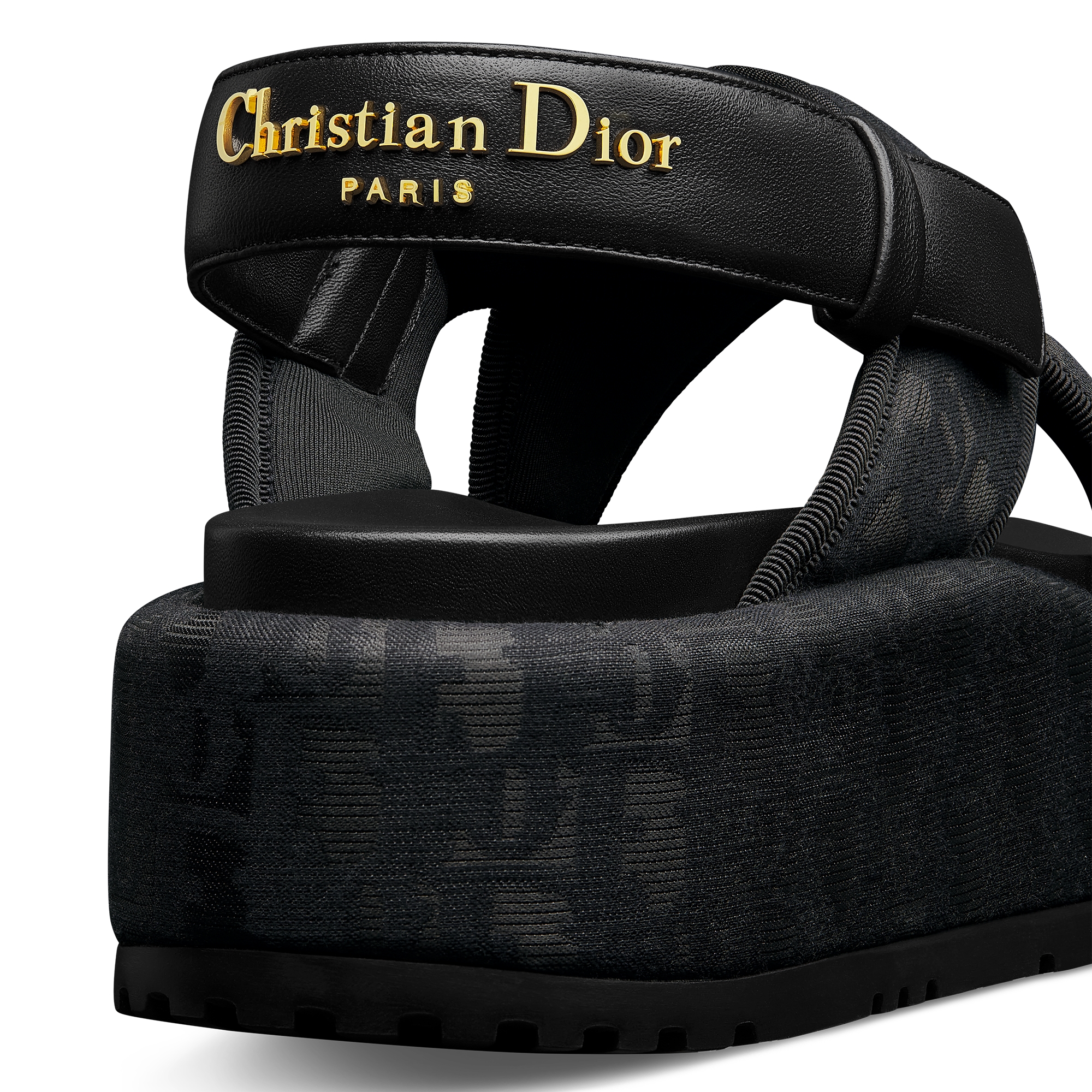 D-Lane 厚底凉鞋 光泽科技面料黑色 Oblique 印花 E09