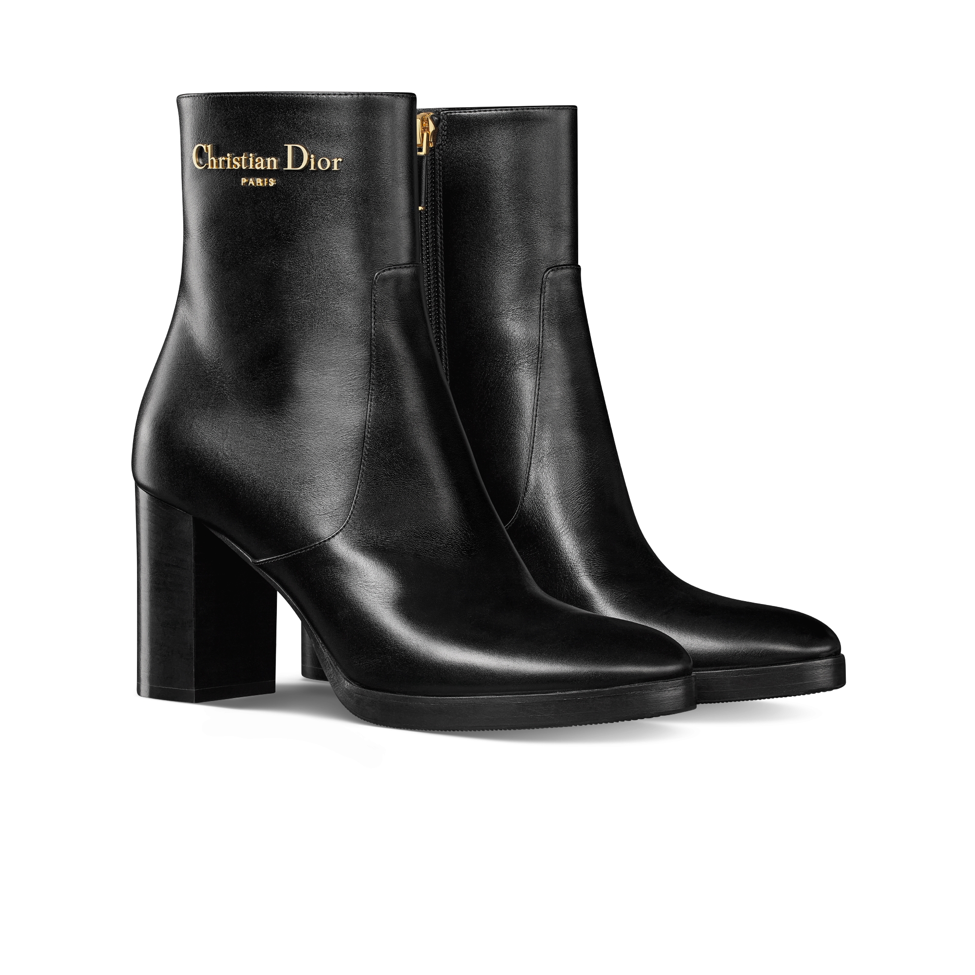 D-Town 带跟及踝靴 黑色牛皮革 E03