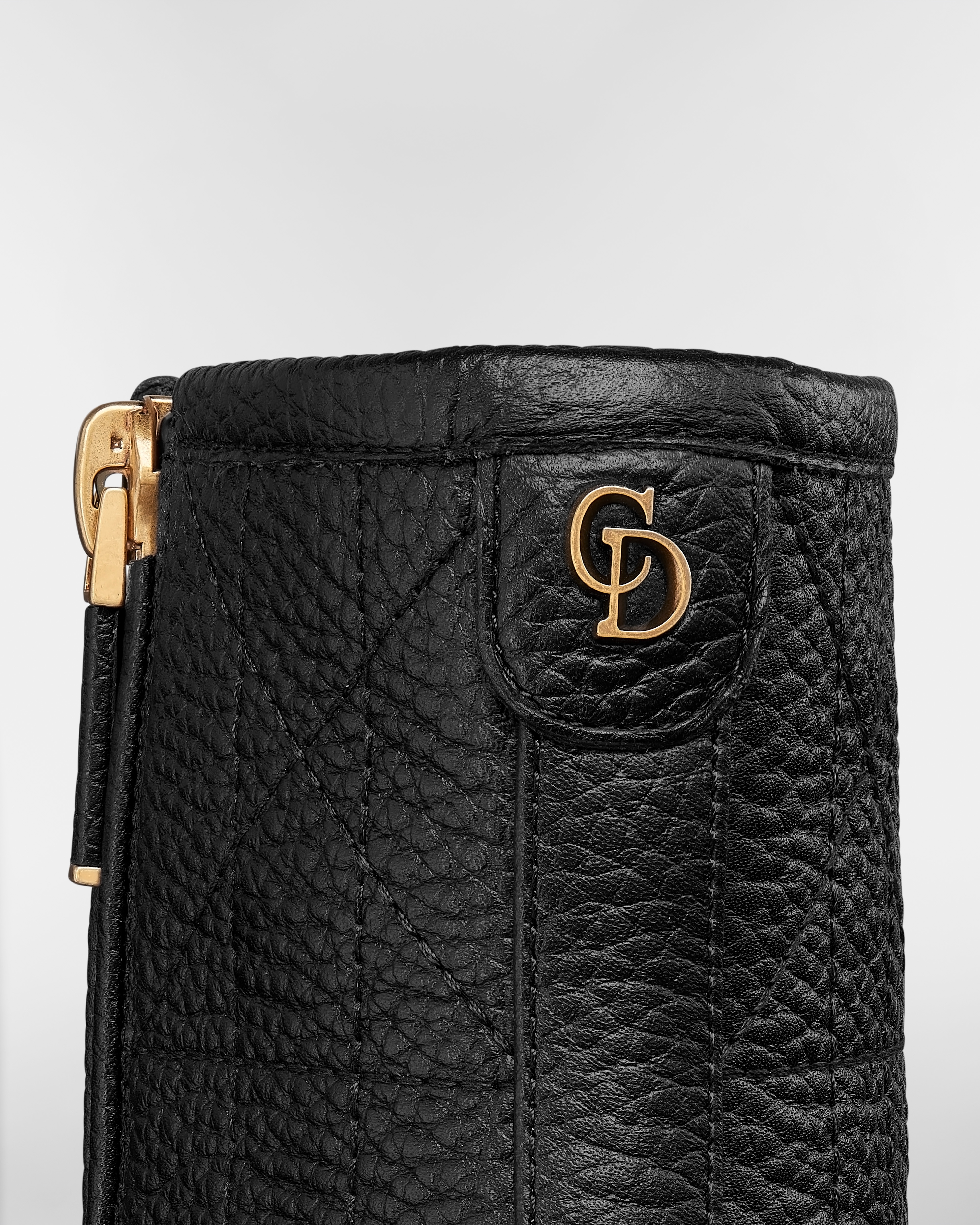 Dior Time 带跟及踝靴 黑色粒面牛皮革藤格纹 E09