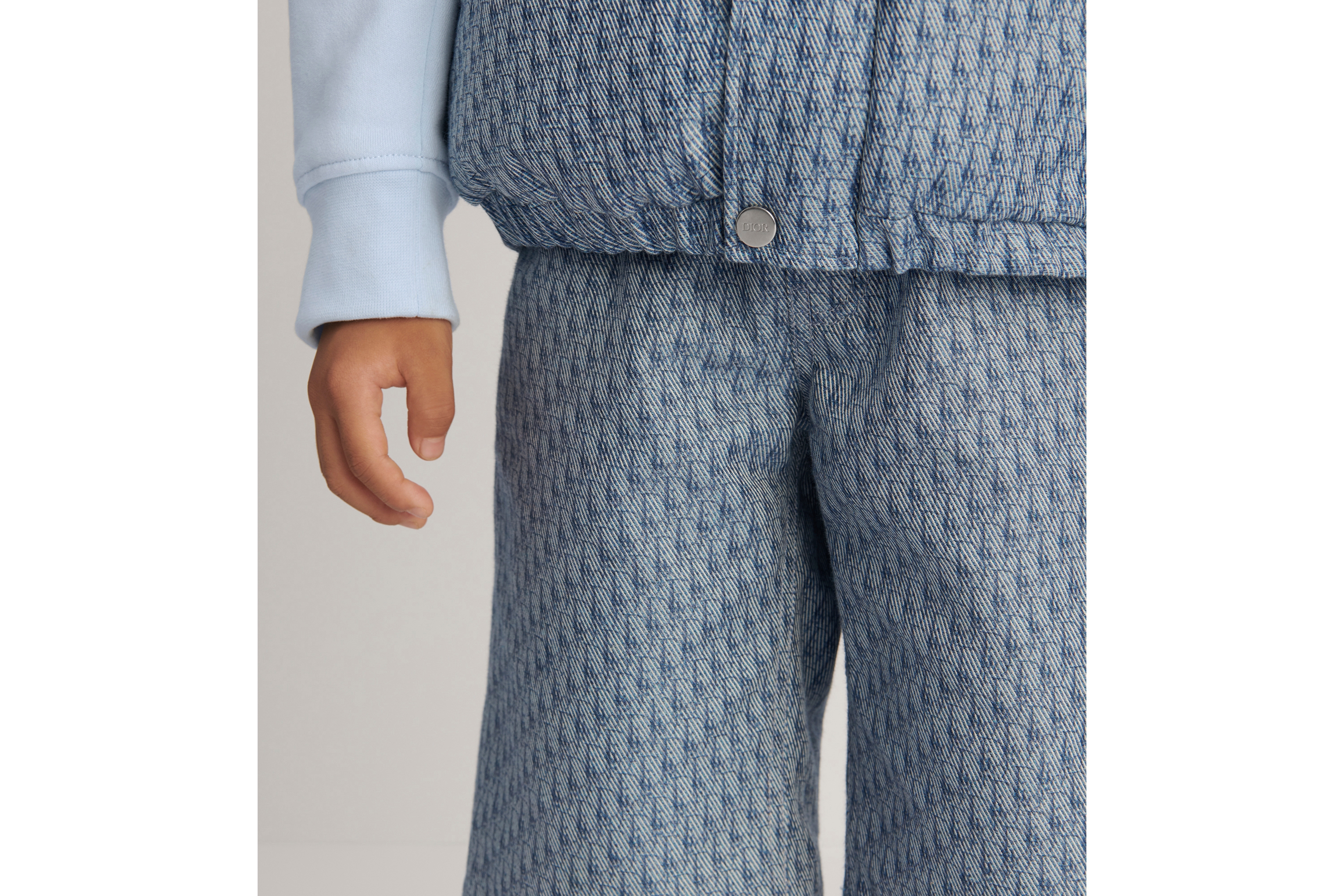 look_image_alt_prefix 儿童短裤 蓝色棉质华达呢 Oblique 印花 E06