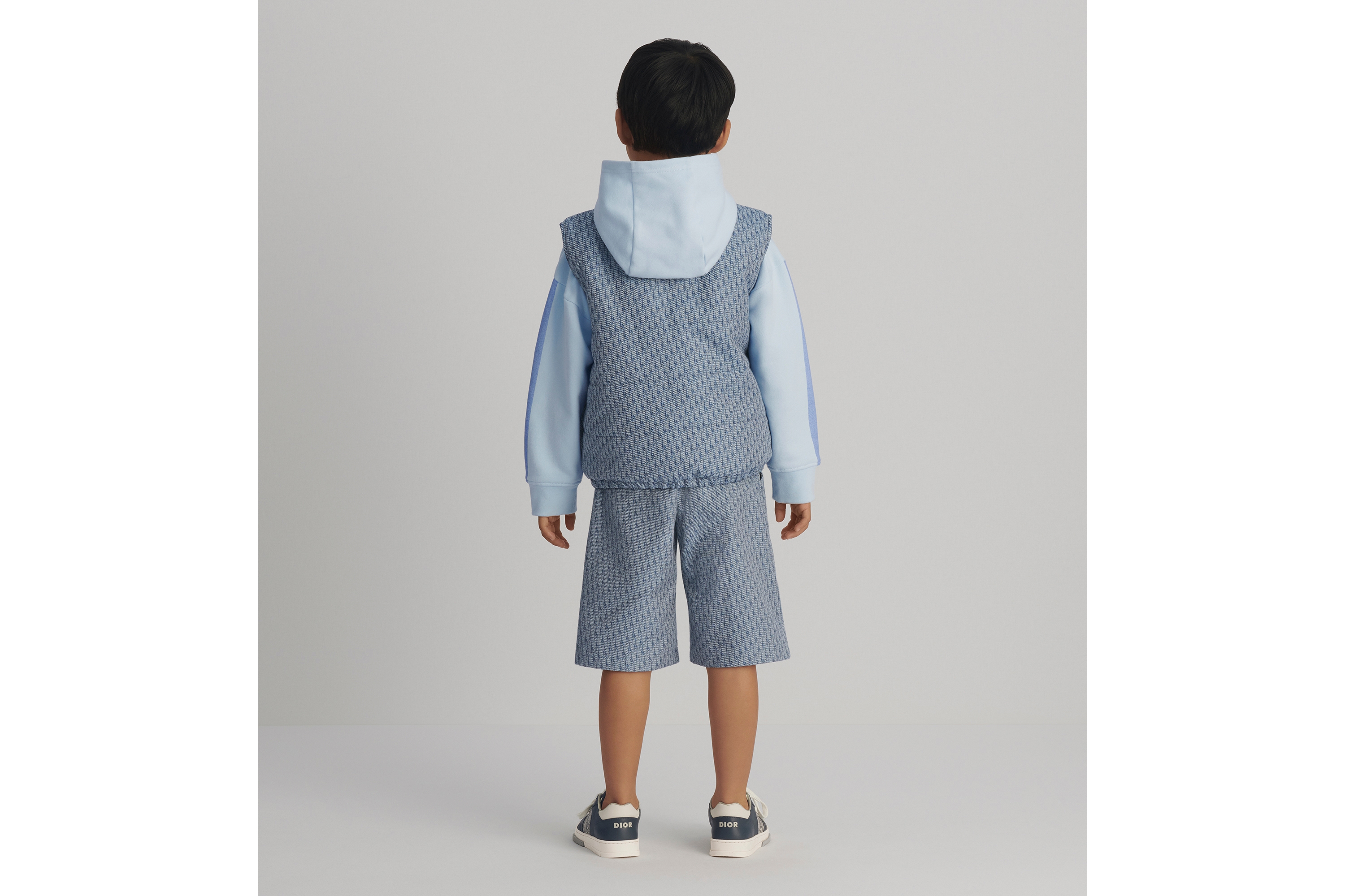 look_image_alt_prefix 儿童短裤 蓝色棉质华达呢 Oblique 印花 E07