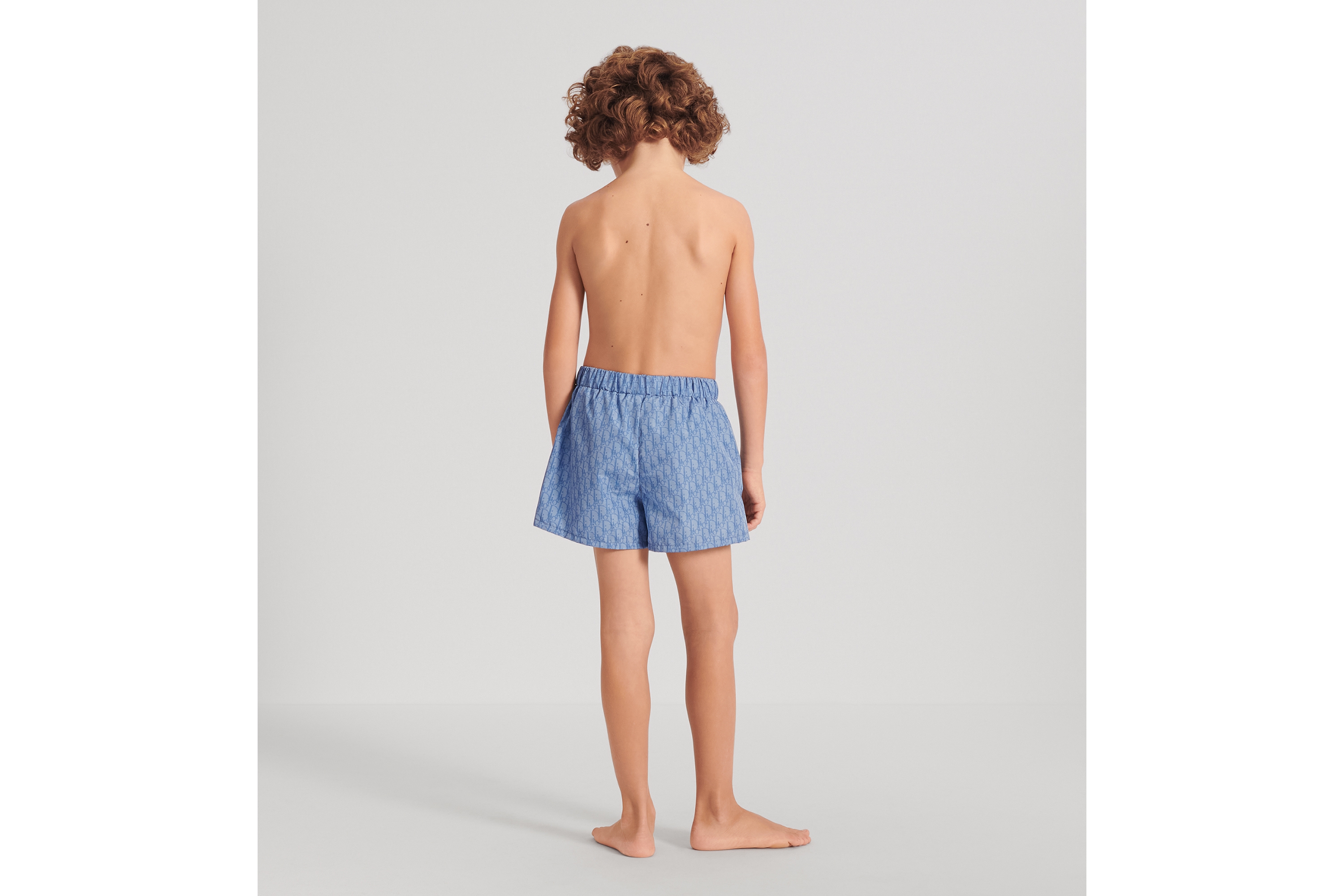 look_image_alt_prefix 儿童泳装短裤 淡蓝色科技面料 Oblique 印花 E03