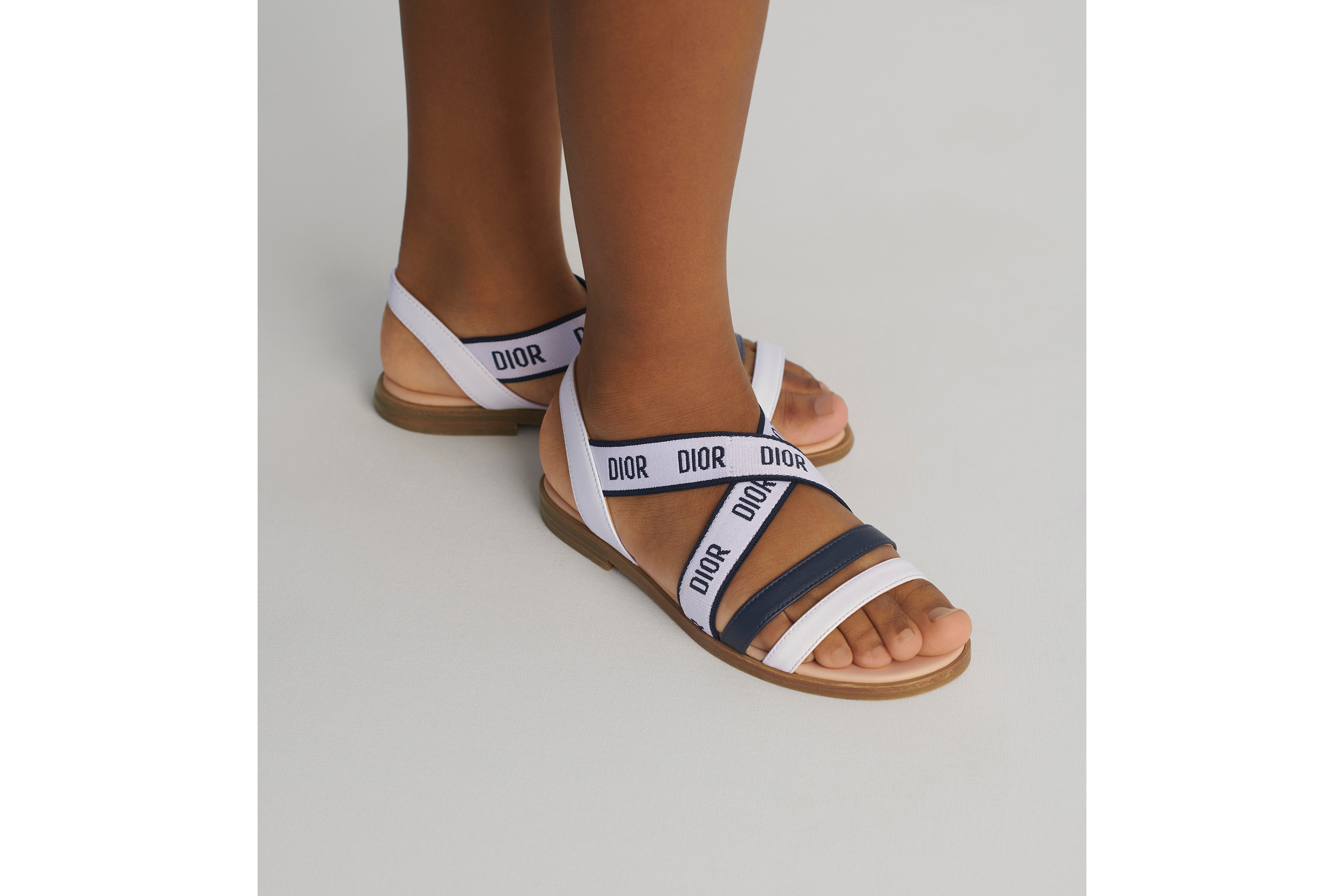 凉鞋儿童款 白色和海军蓝色牛皮革 E06