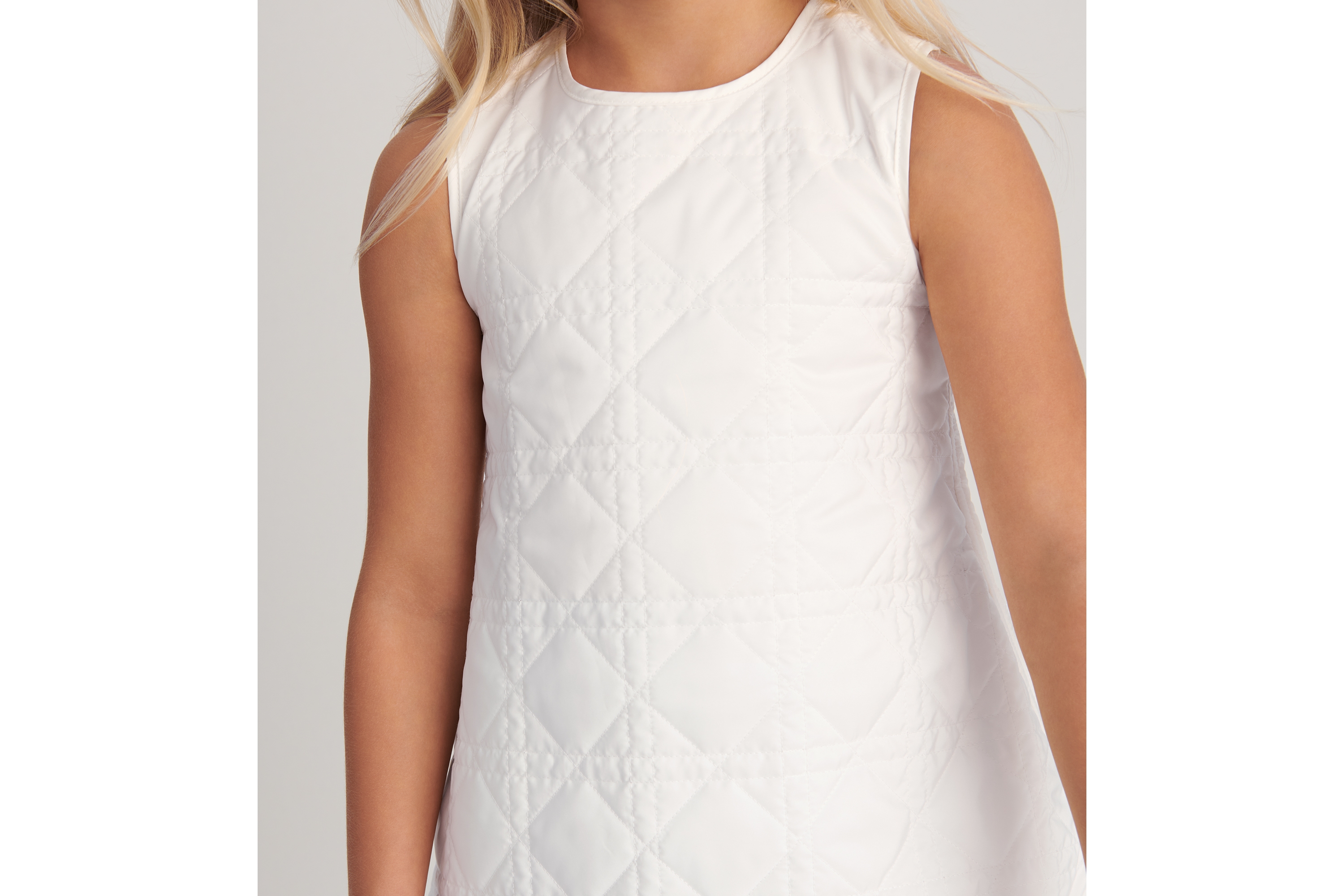 儿童 A 字连衣裙 象牙色科技面料藤格纹 E03